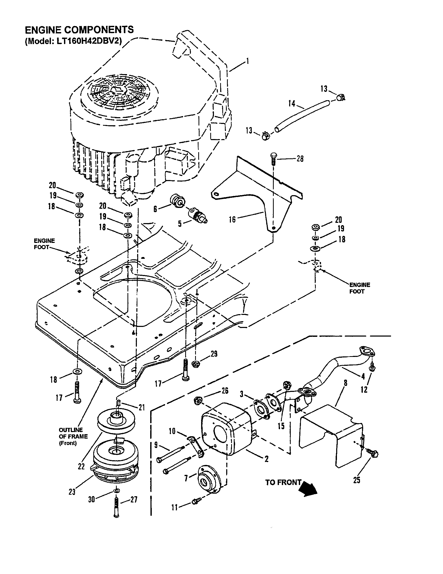 Snapper LT180H48DBV2 engine - lt160h42dbv2 diagram