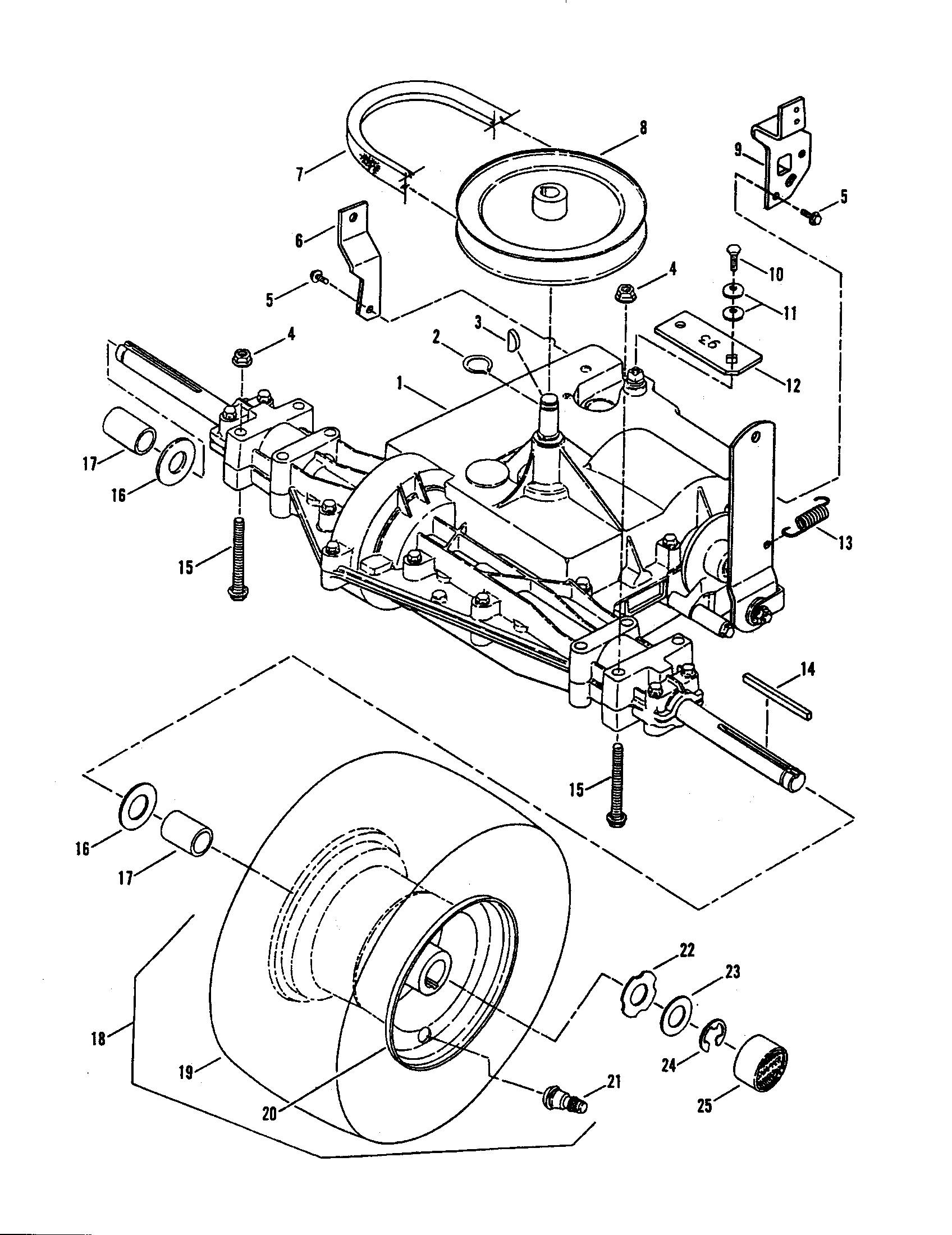 Snapper LT145H38DBV transmission (gear drive)/rear wheels diagram