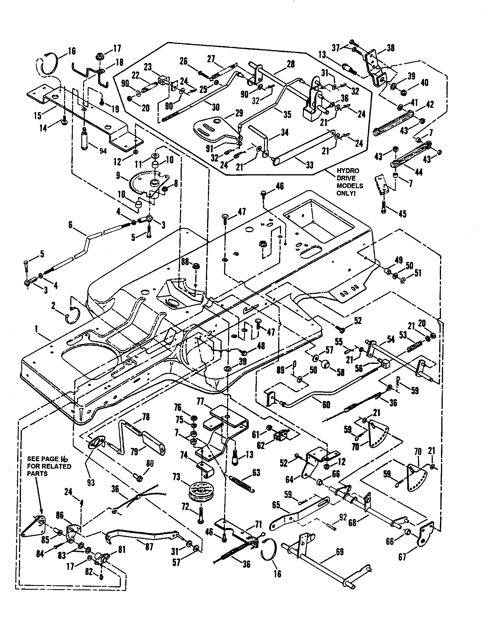 Snapper LT145H38DBV frame/clutch/brake/steering diagram