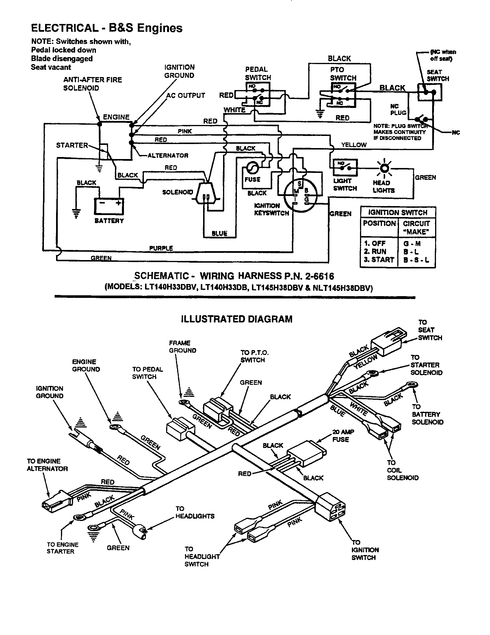 Snapper LT145H38DBV electrical - b&s engines diagram