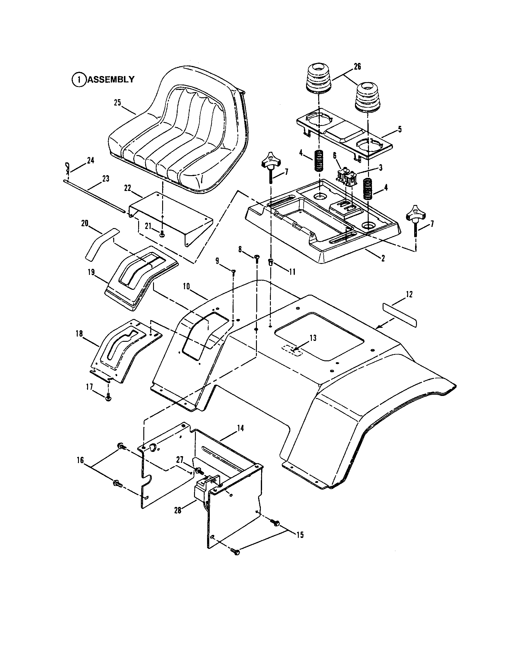 Snapper LT160H42FBV2 seat, rear fender diagram