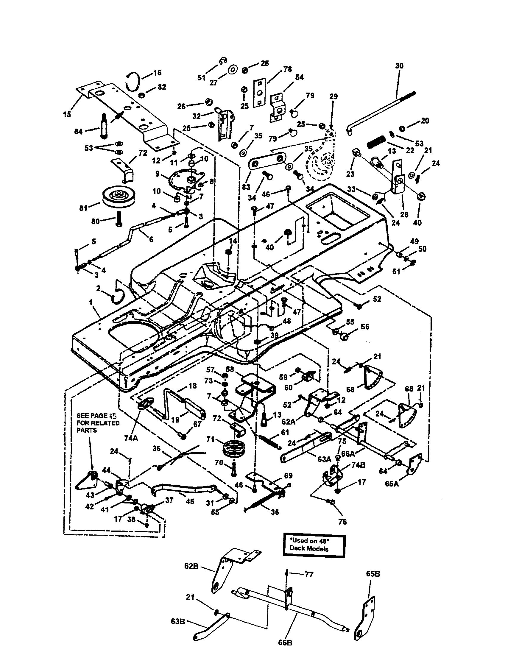 Snapper LT160H42FBV2 frame/clutch/brake/steering diagram