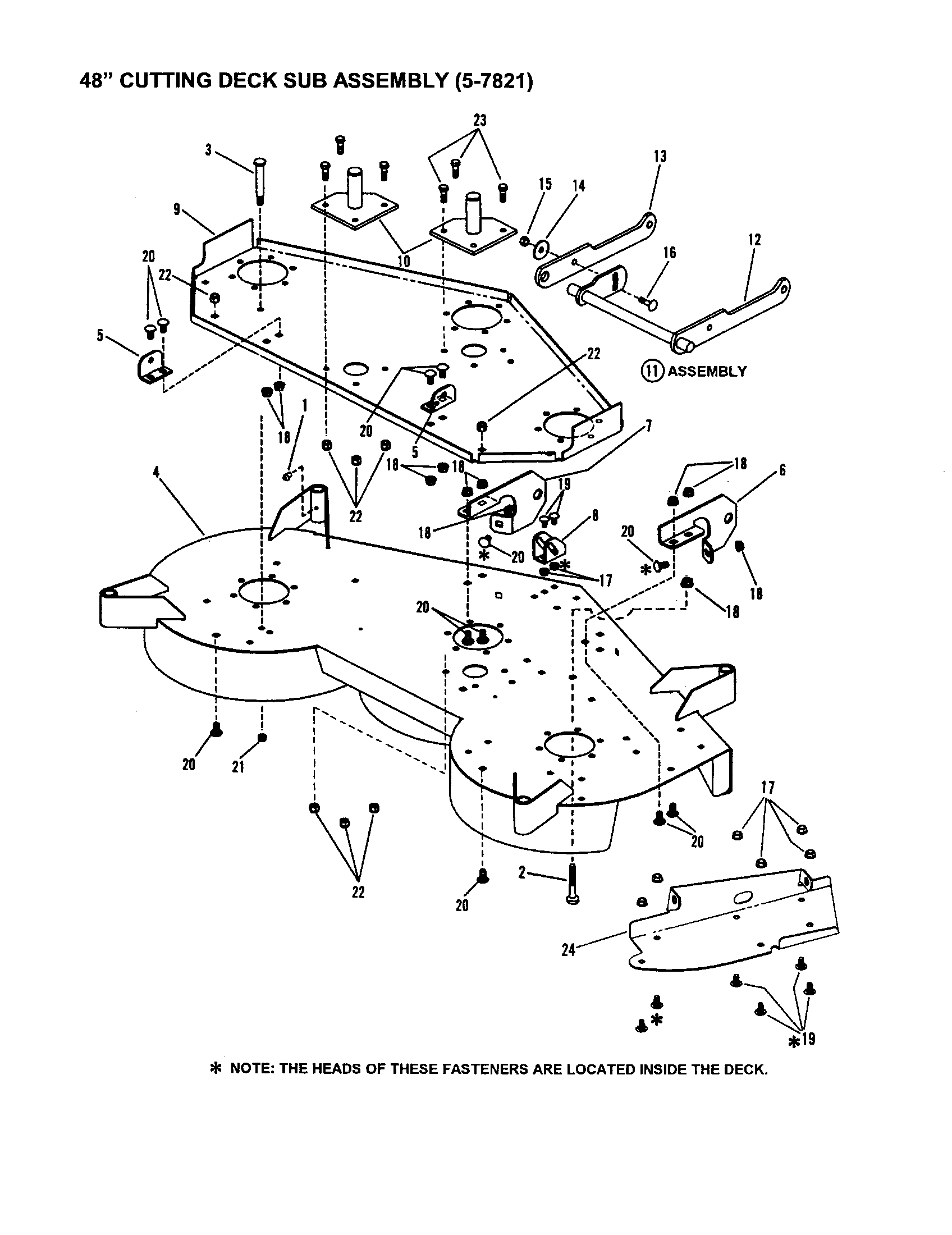 Snapper LT160H42FBV2 48" cutting deck sub assembly diagram