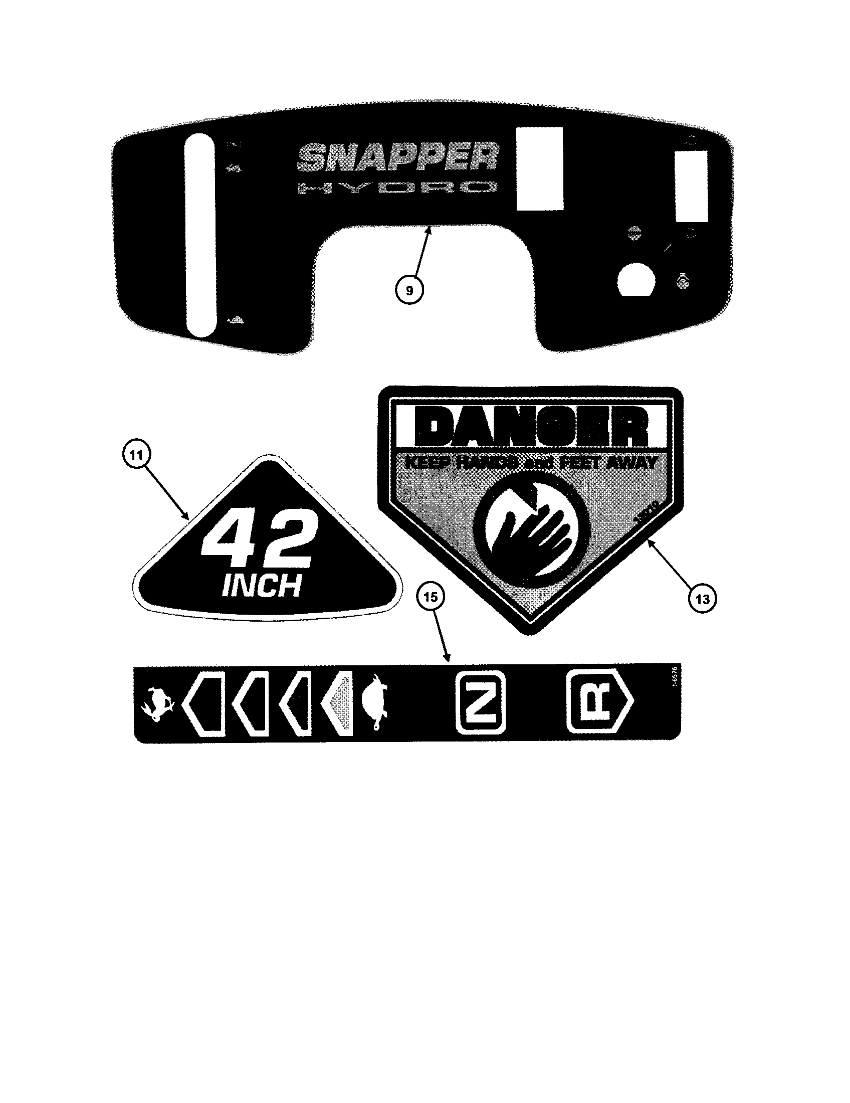 Snapper LT160H42FBV2 decals diagram