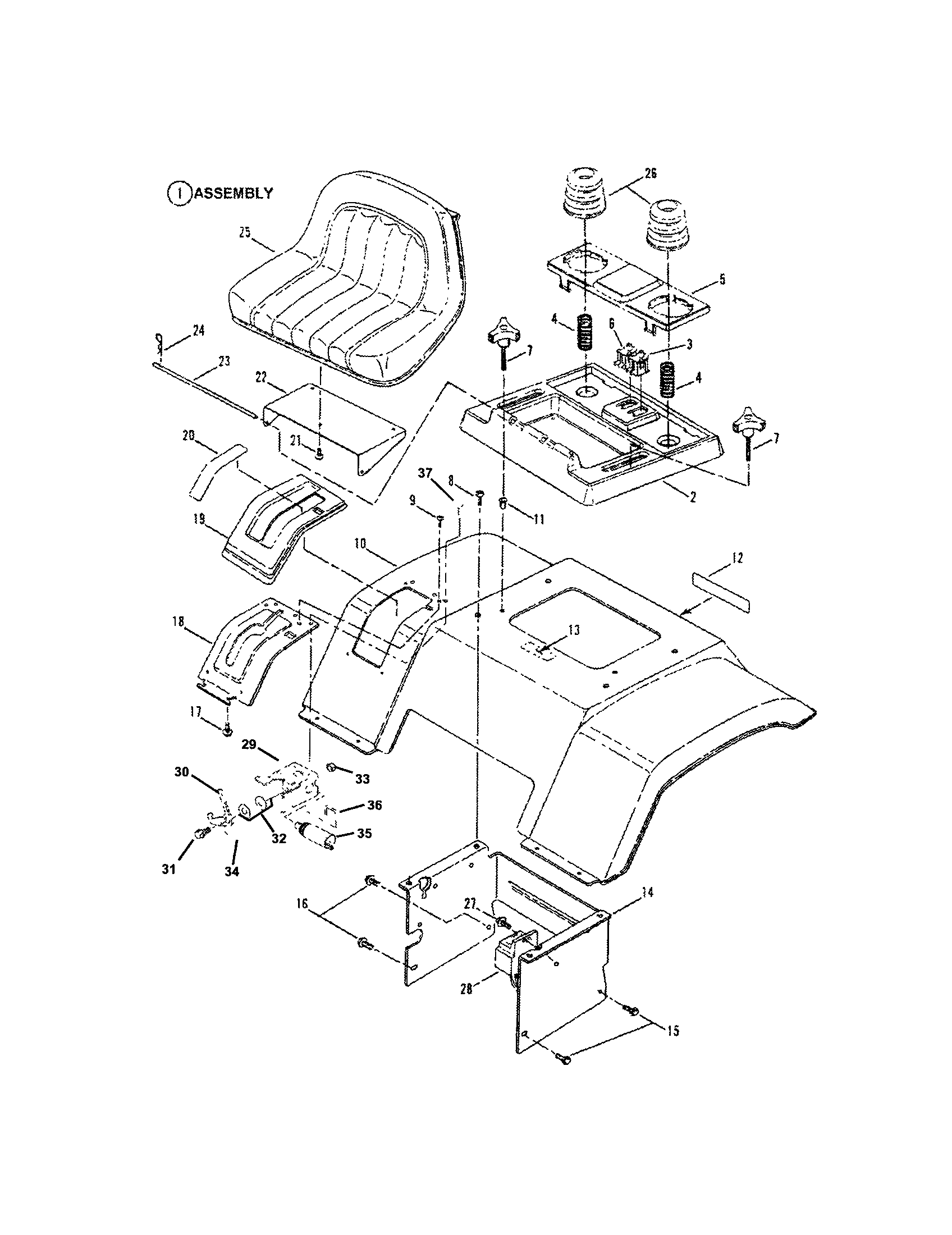 Snapper LT180H48GBV2 seat/rear fender diagram