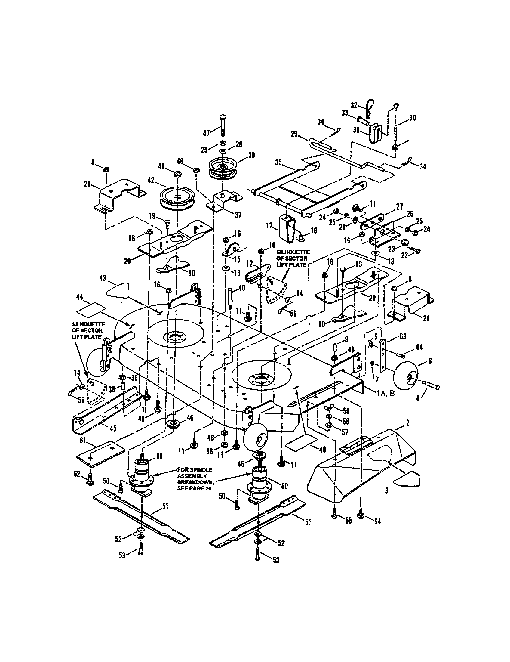 Snapper LT180H48GBV2 42" cutting deck diagram