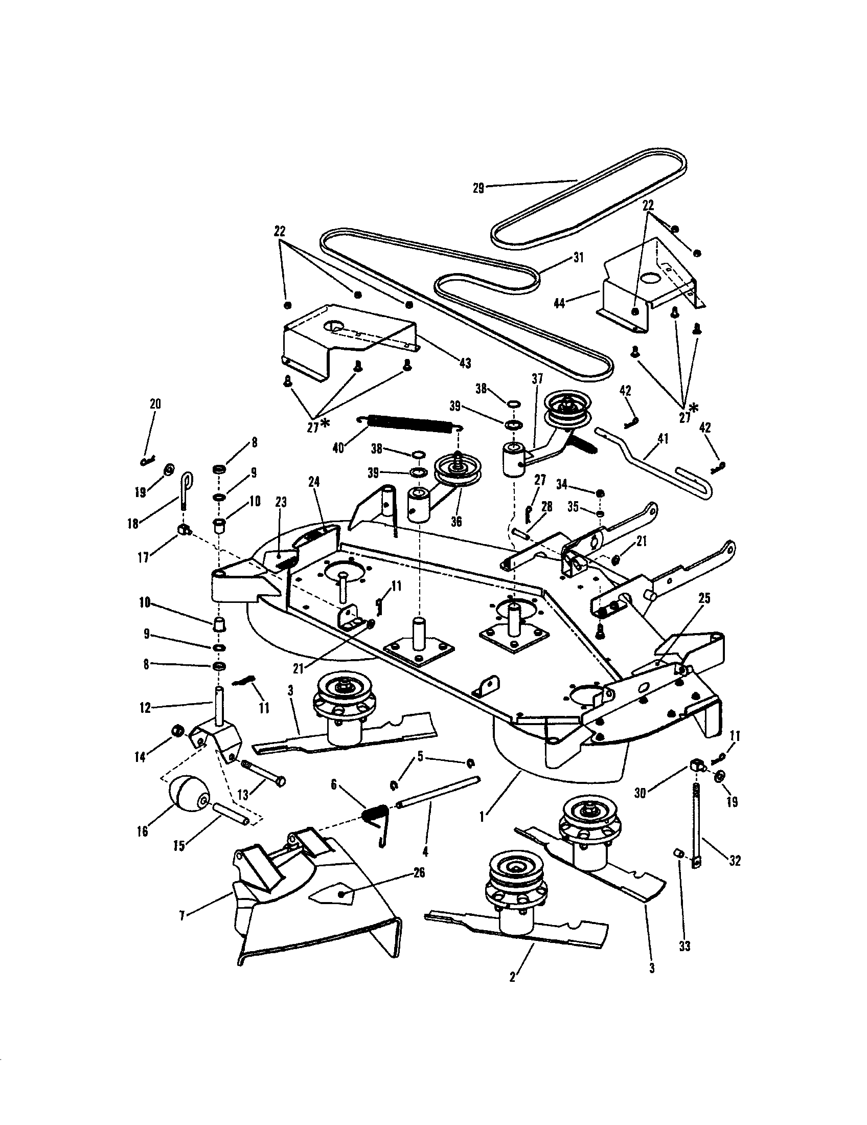 Snapper LT180H48GBV2 48" cutting deck/belts/brakes diagram