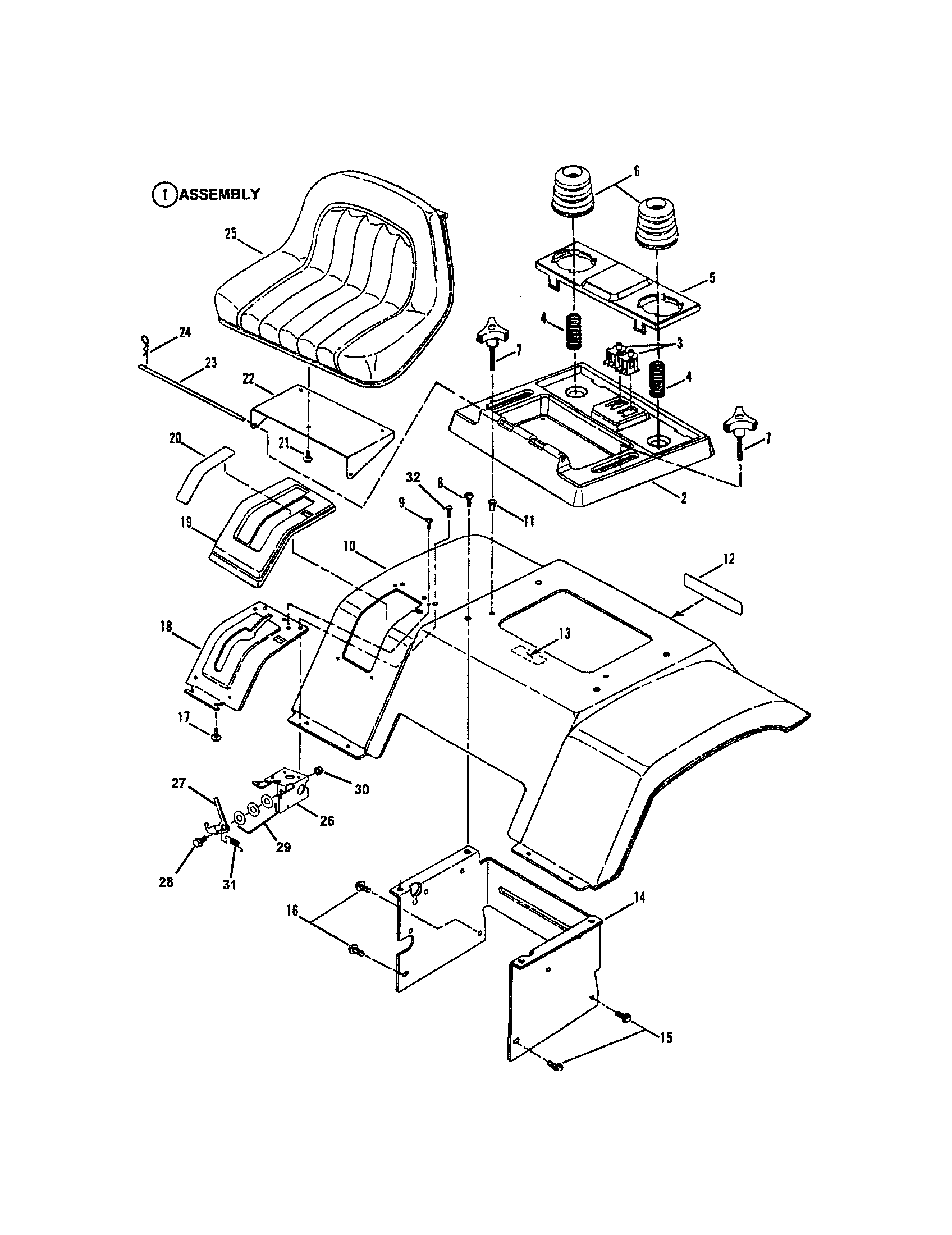 Snapper LT145H38GBV seat/rear fender diagram