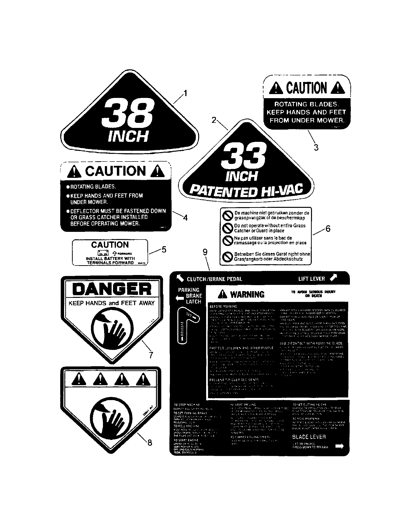 Snapper LT145H38GBV decals diagram
