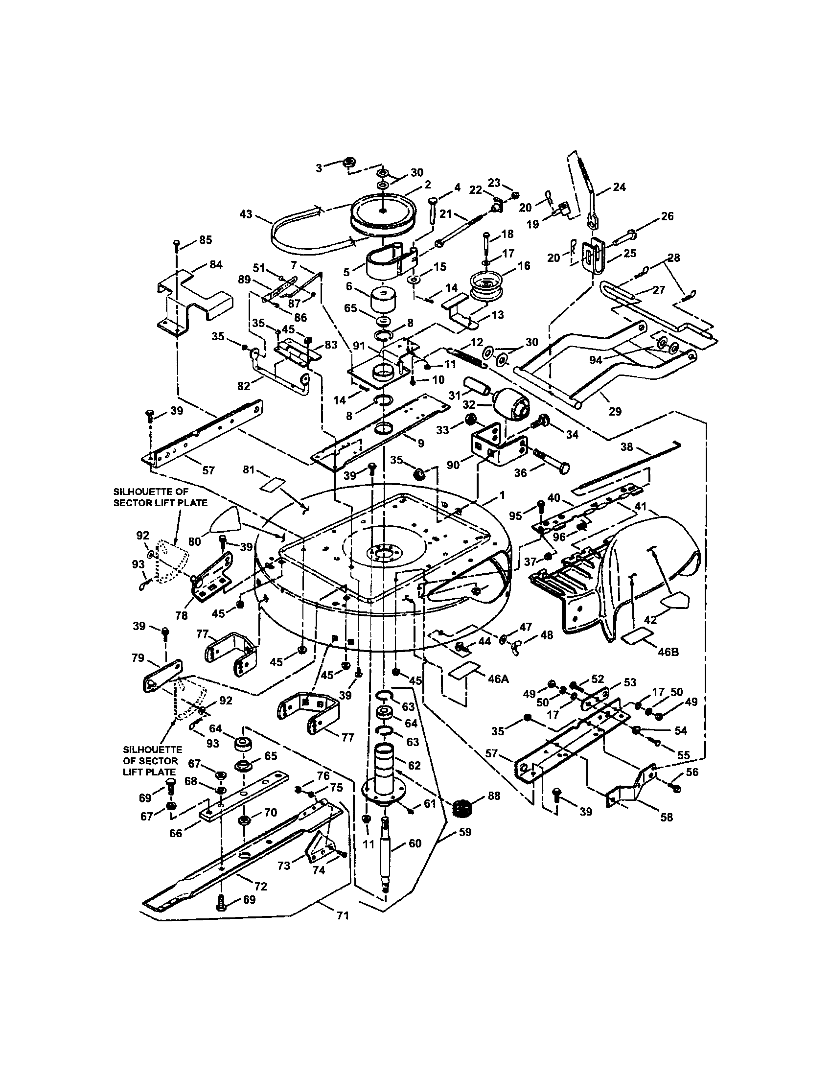 Snapper LT145H38GBV 33" cutting deck/belts/brakes diagram