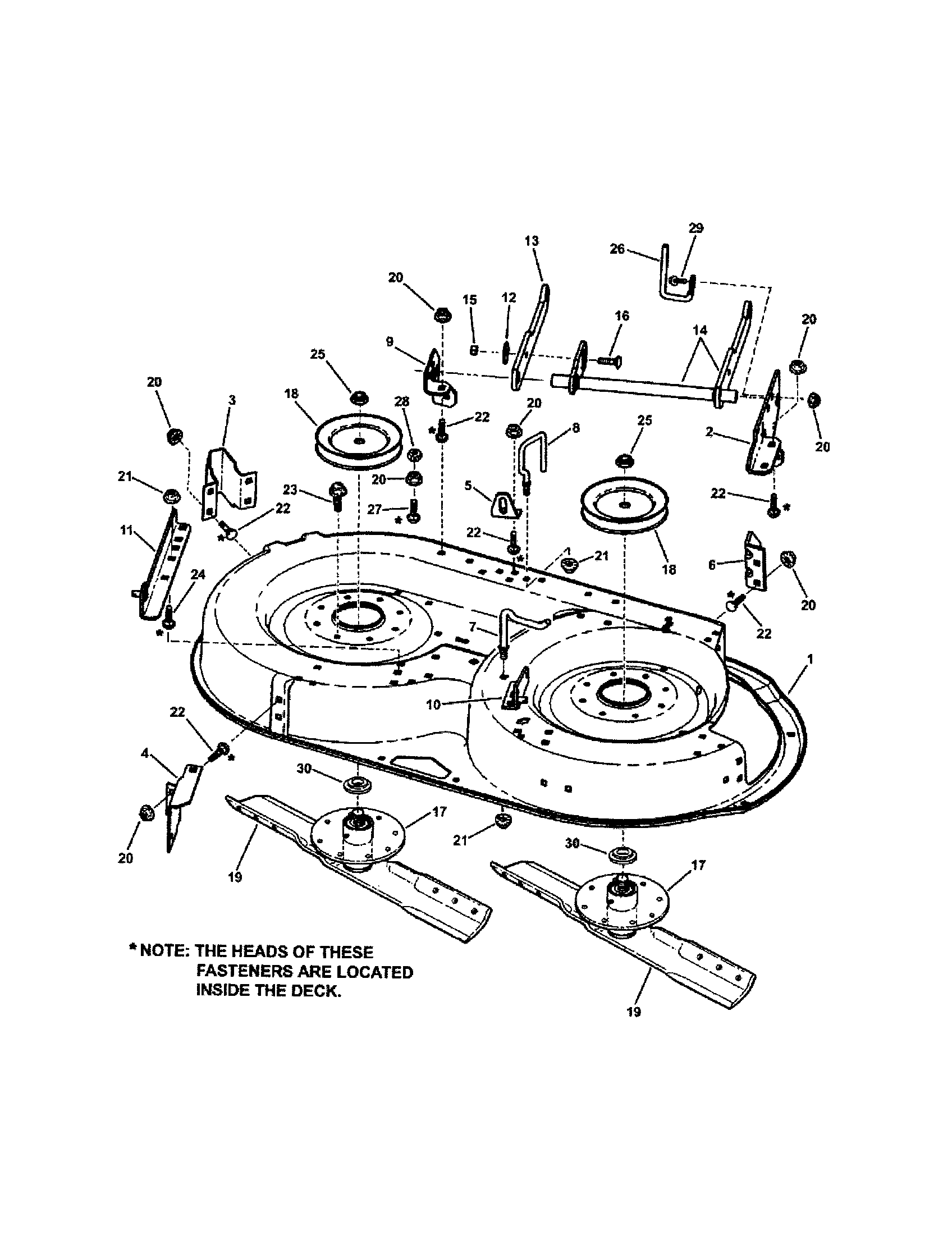 Snapper LT145H38GBV 38" cutting deck diagram