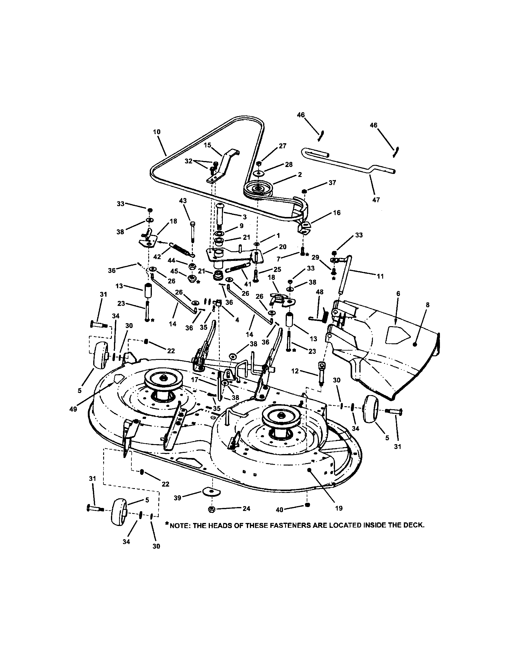 Snapper LT145H38GBV 38" cutting deck diagram
