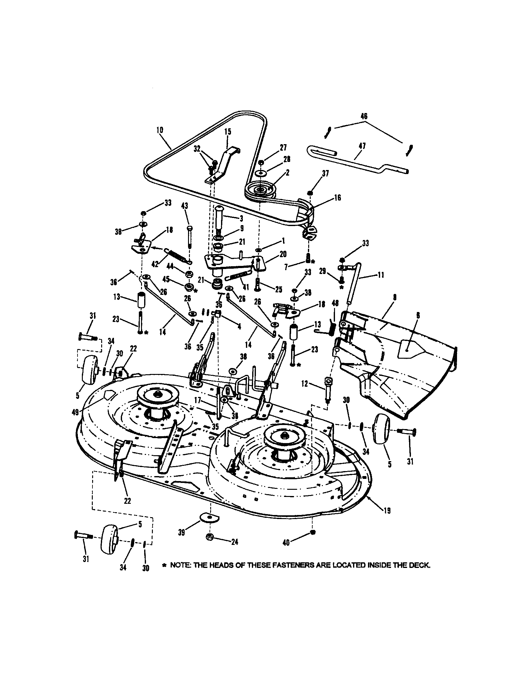 Snapper LT145H38GBV 38" cutting deck/belts/brakes diagram