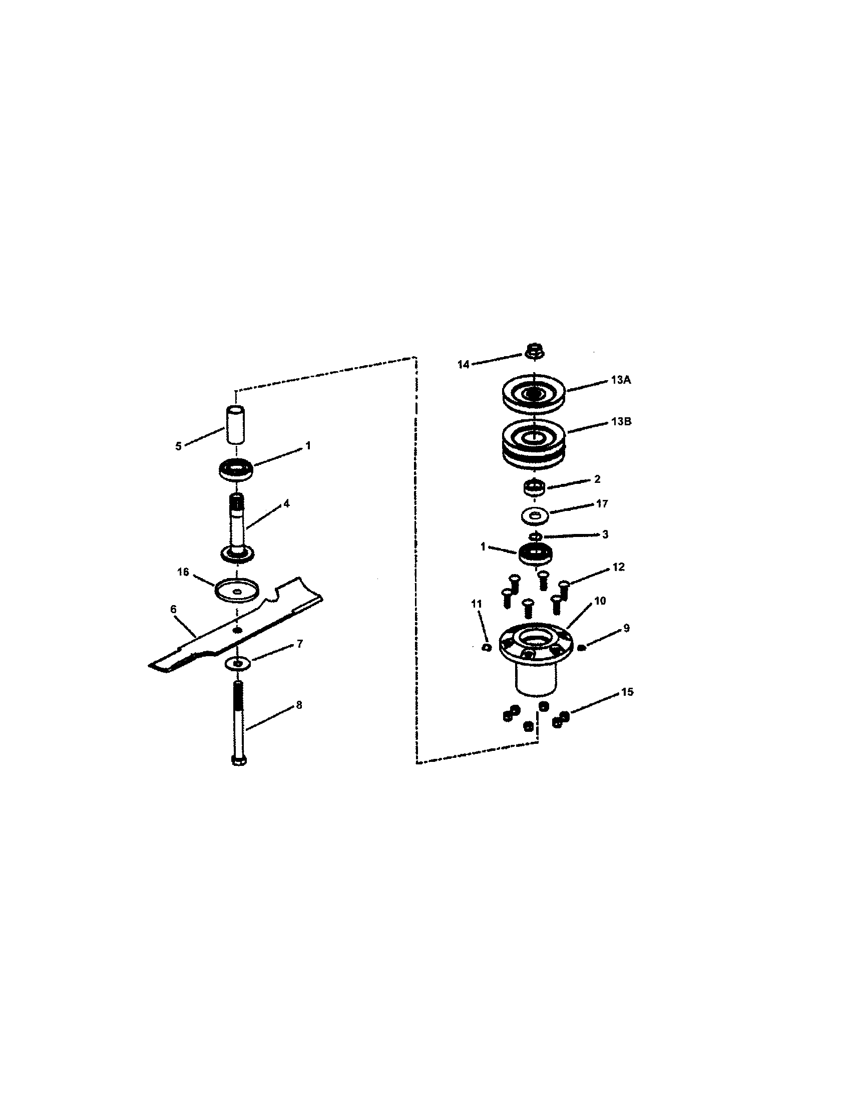 Snapper WLT200H48IBV2 48" deck spindle (series h) diagram