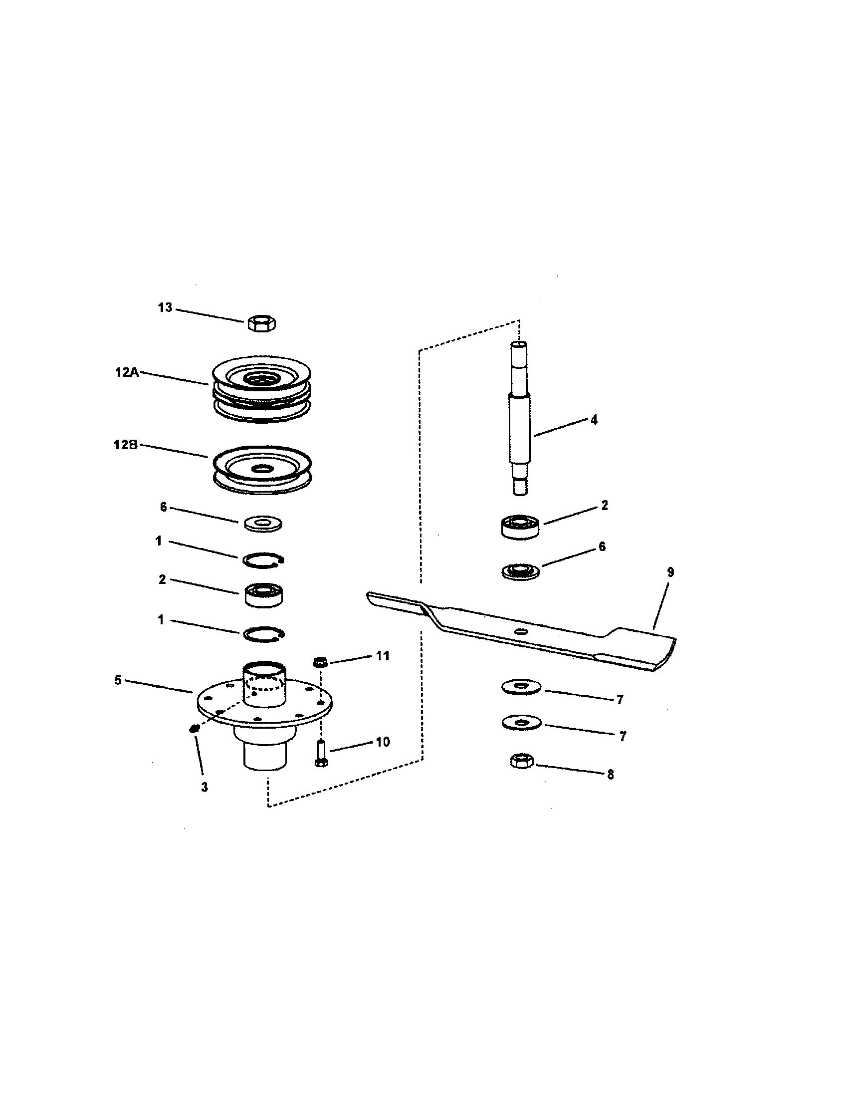 Snapper WLT200H48IBV2 48" deck spindle (series i) diagram