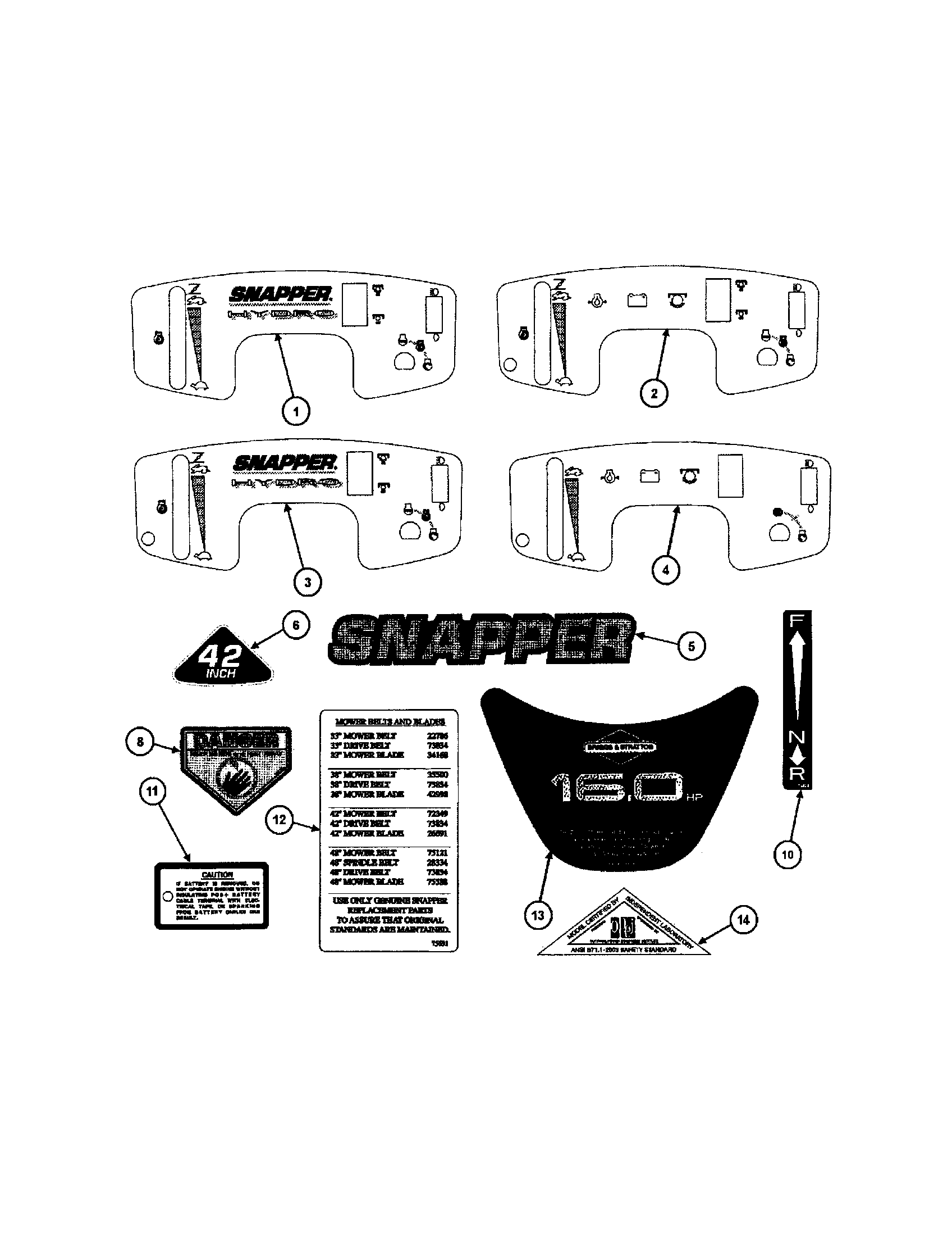 Snapper WLT200H48IBV2 decals diagram