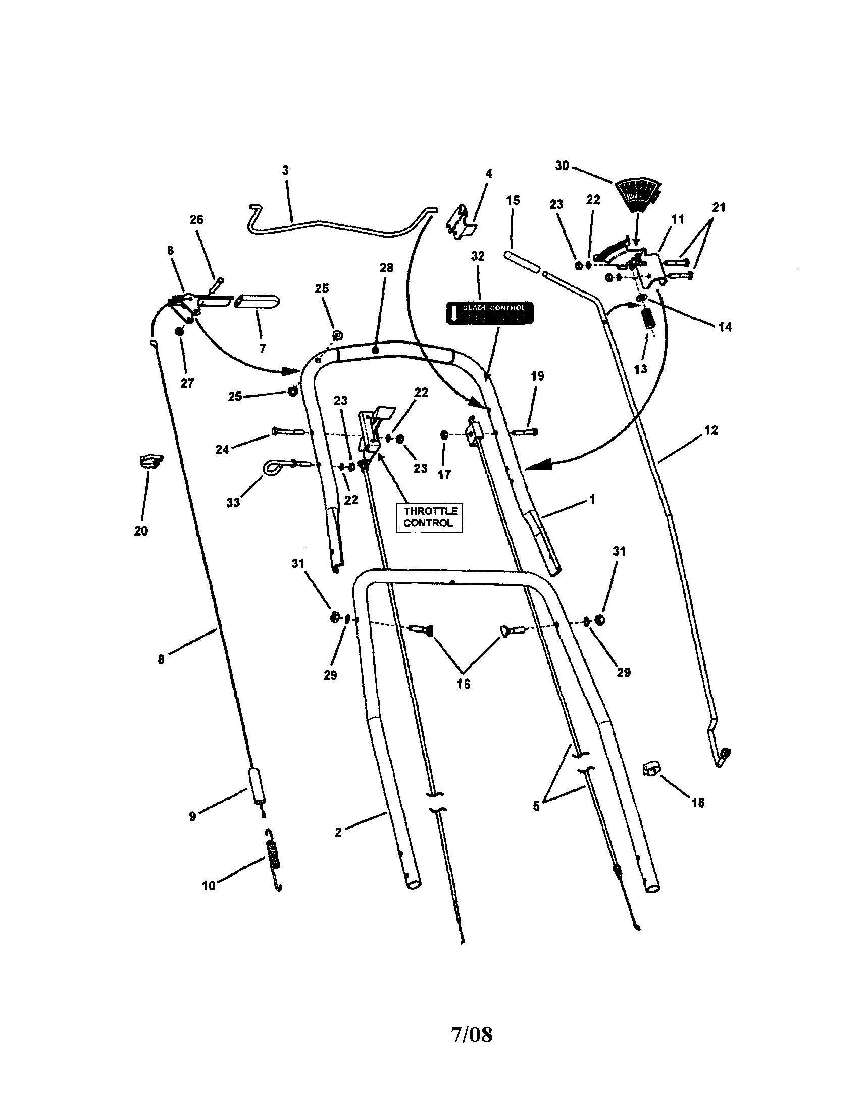 Snapper CP215517HV handles/controls (upper end) diagram