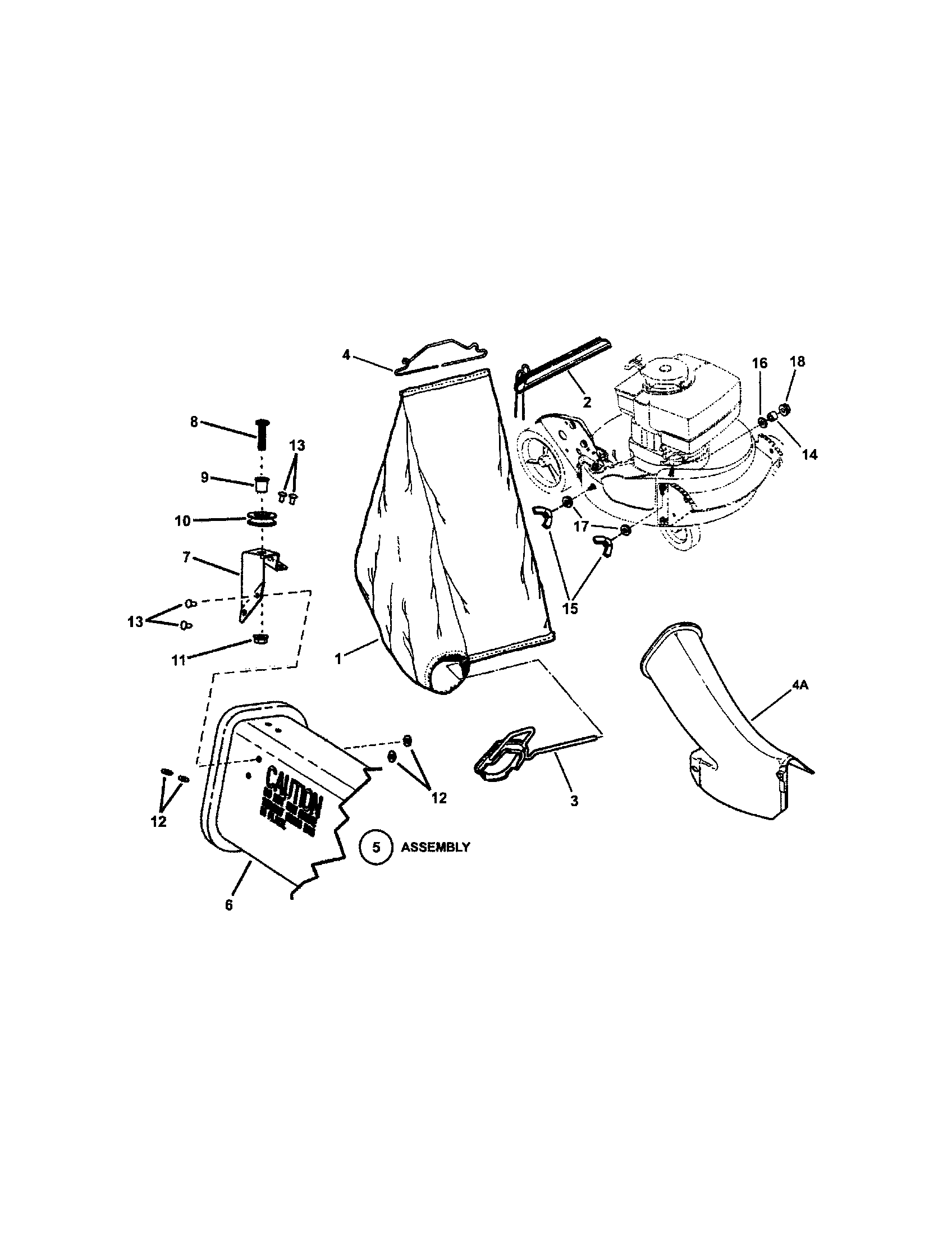 Snapper CP215517HV grass bag accessory diagram