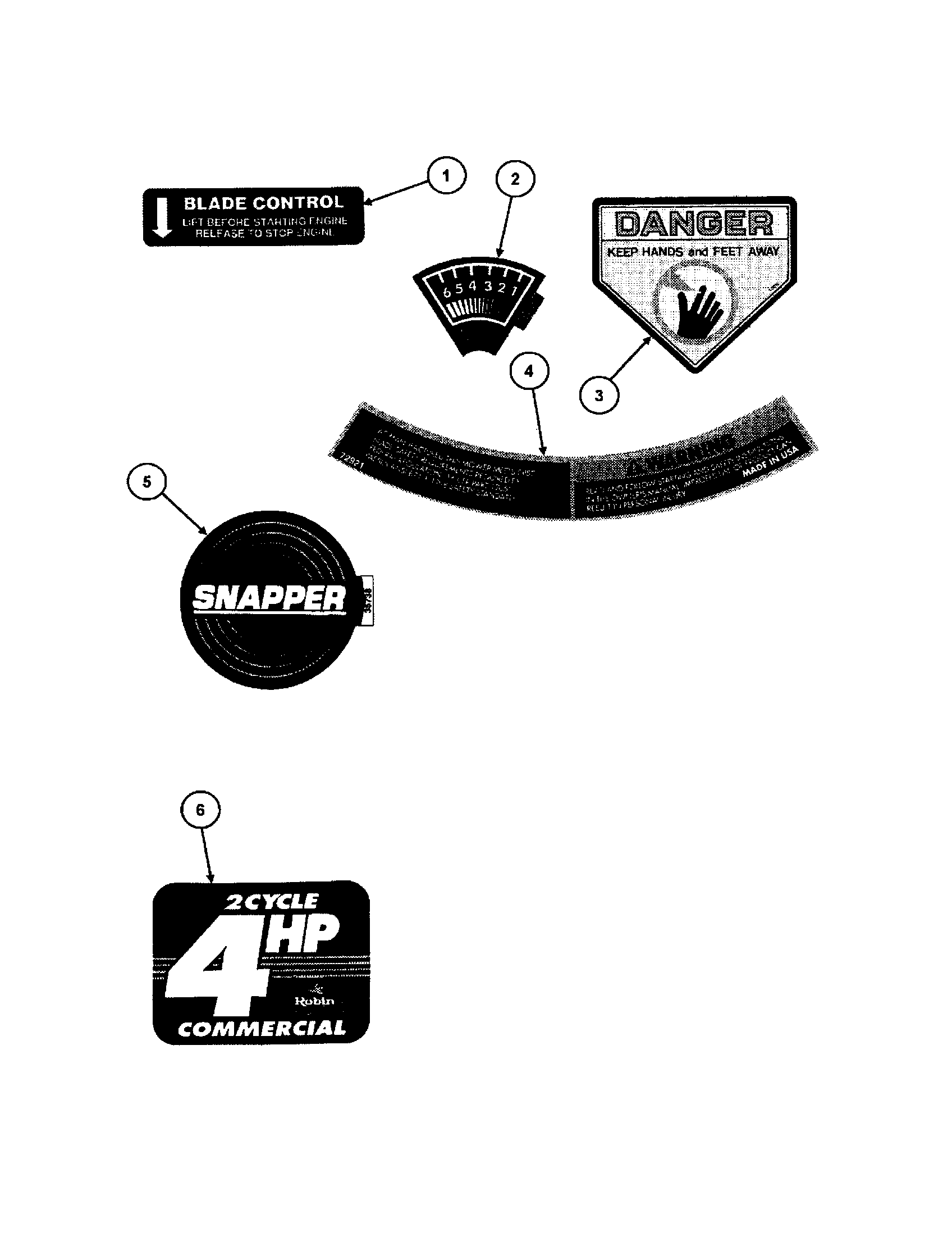 Snapper CP215517HV decals diagram