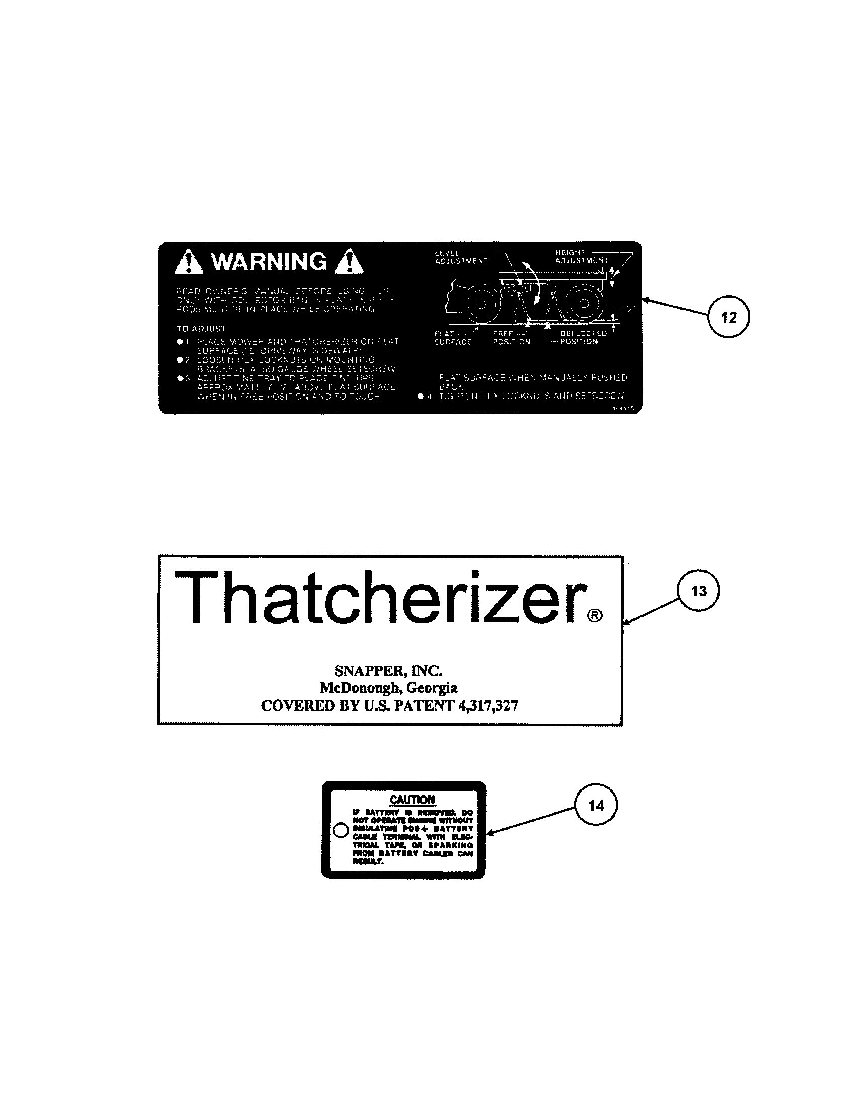 Snapper CP215517HV decals diagram