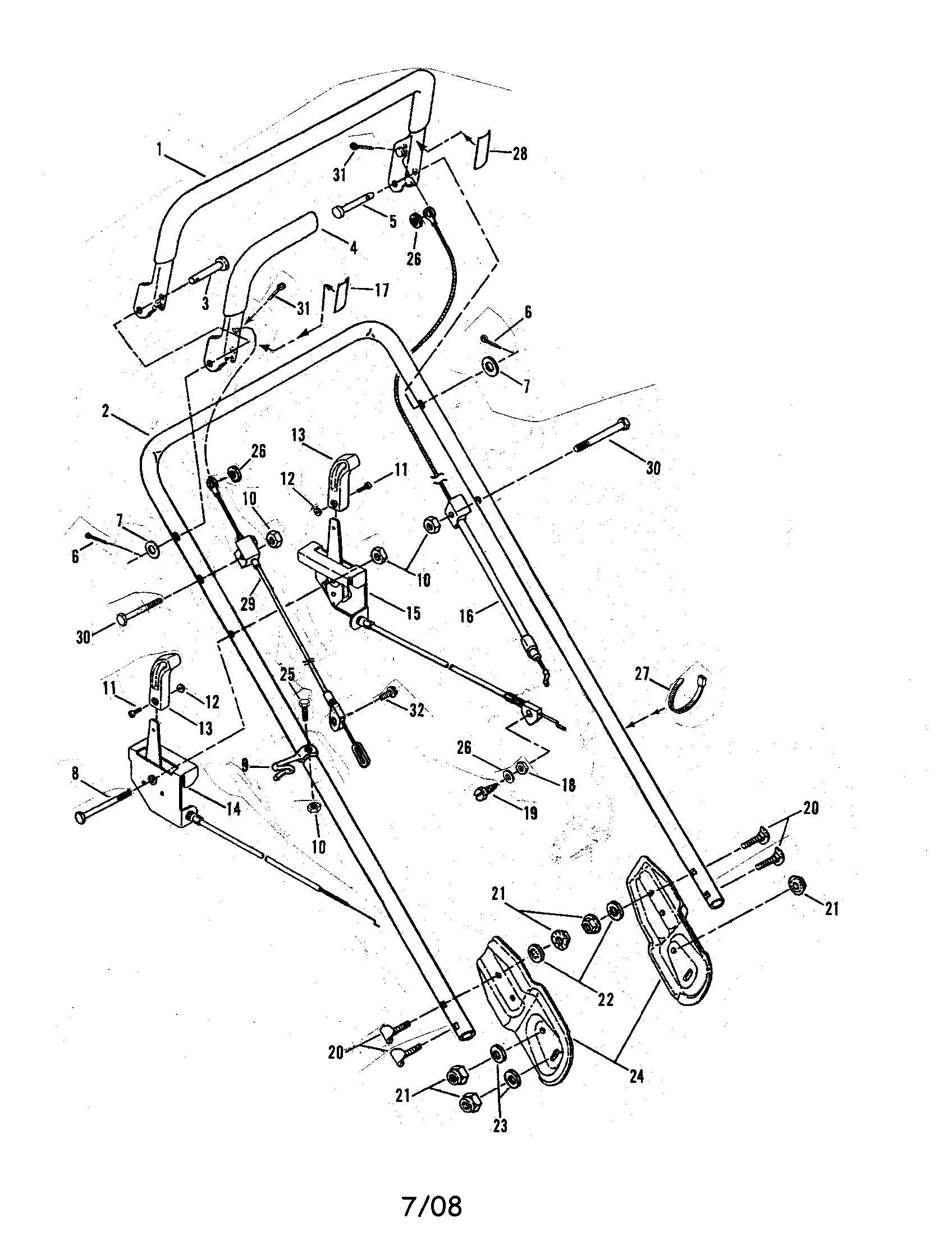 Snapper CLP21650RV handle/control diagram