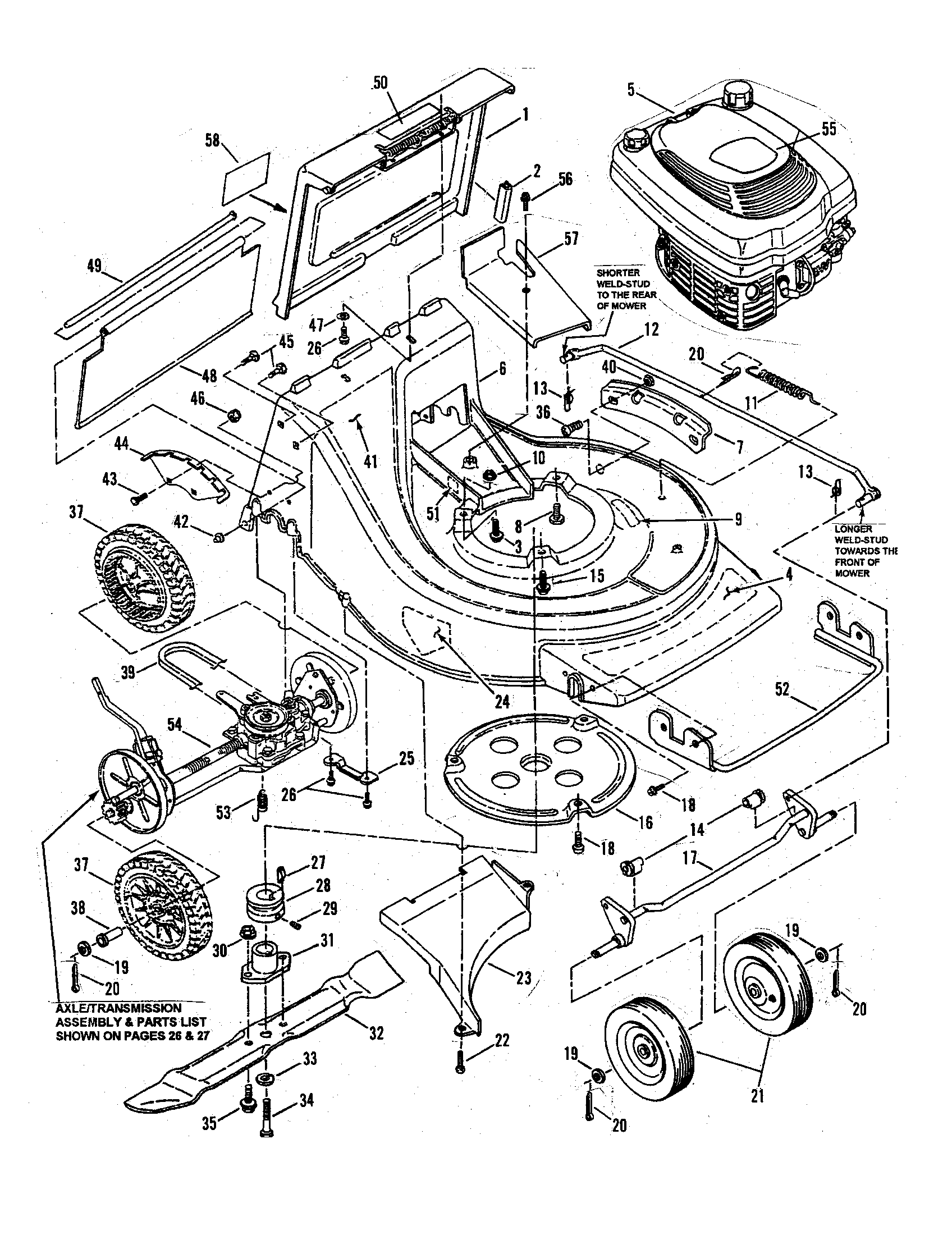 Snapper CLP21650RV deck/engine diagram