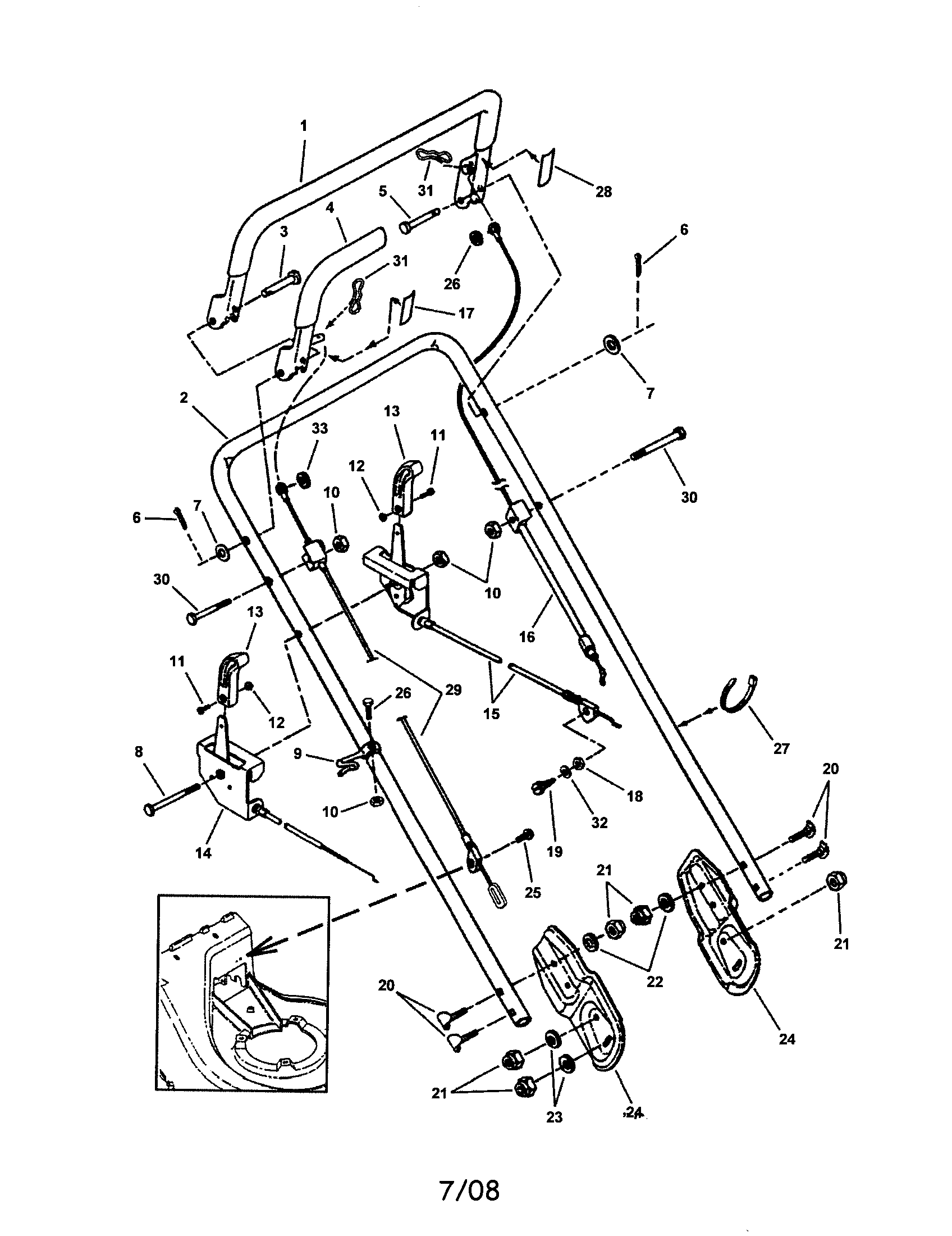 Snapper ECLP21551HV handles/controls diagram