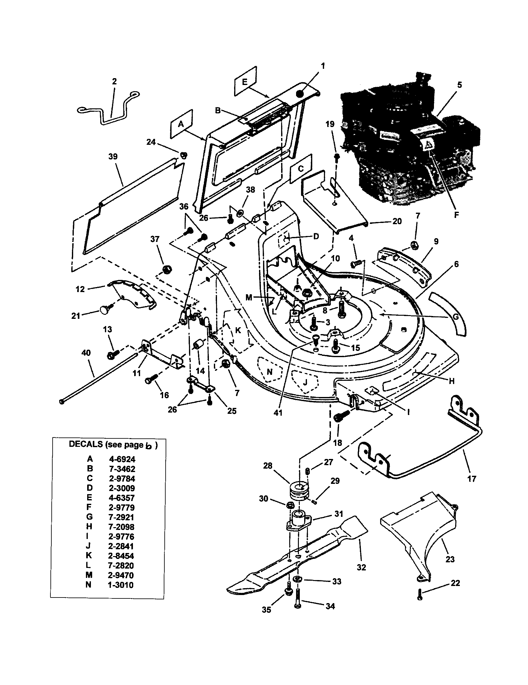 Snapper ECLP21551HV cutting deck, blade diagram