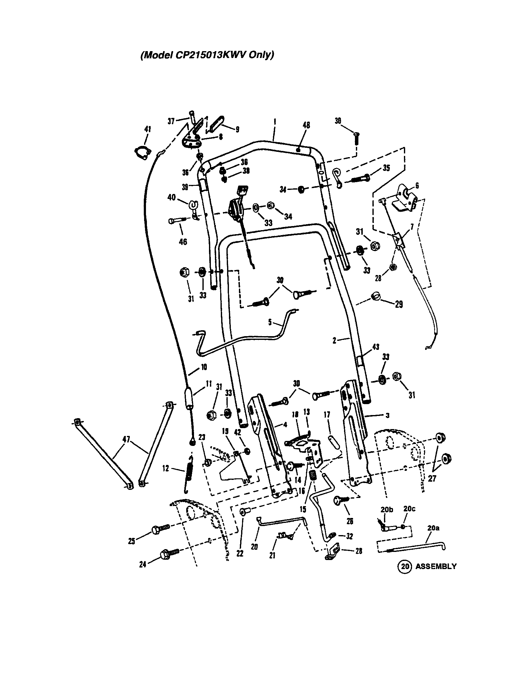 Snapper CP215512KWV handles/controls (cp215013kwv) diagram
