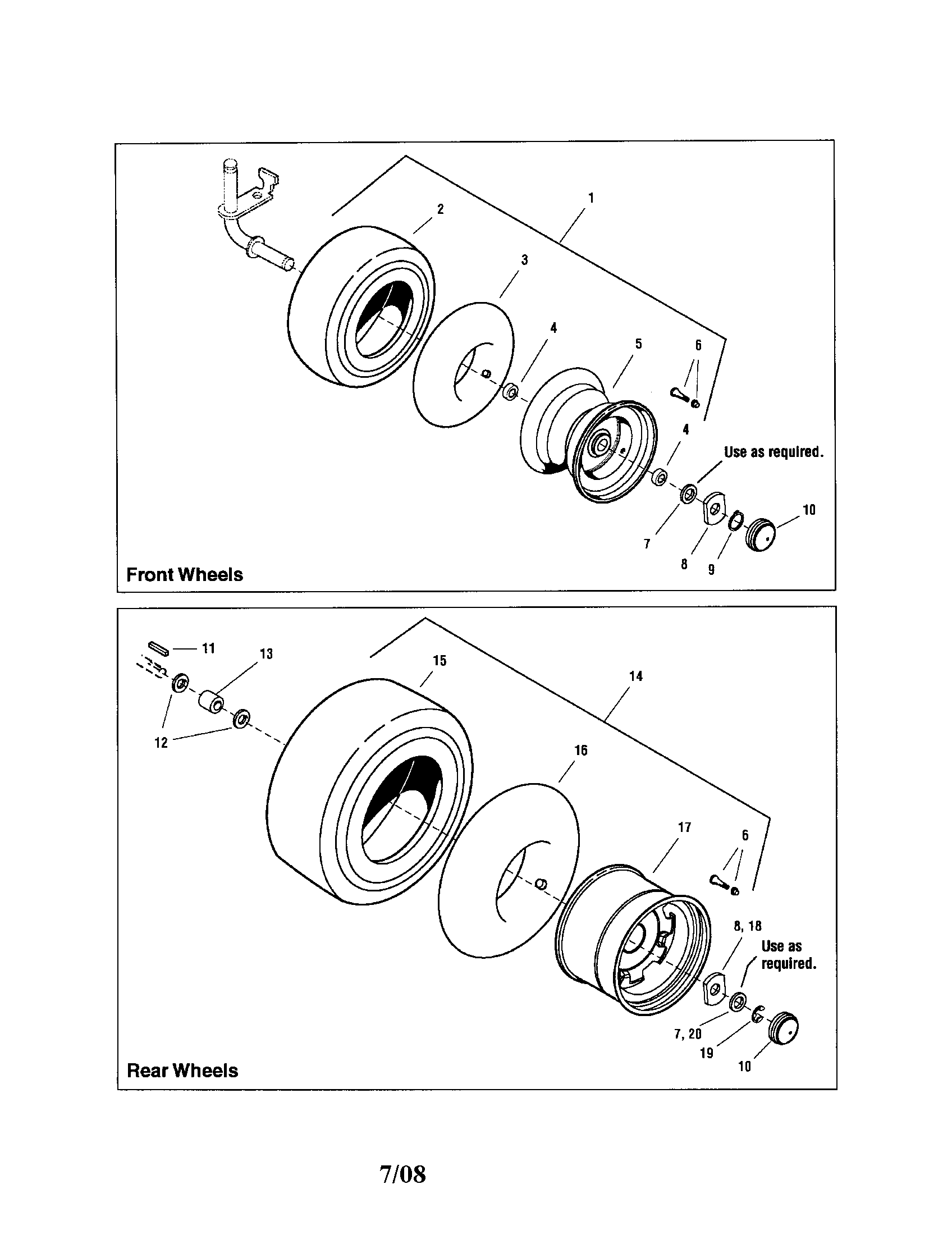 Snapper 2690117 wheels and tires diagram