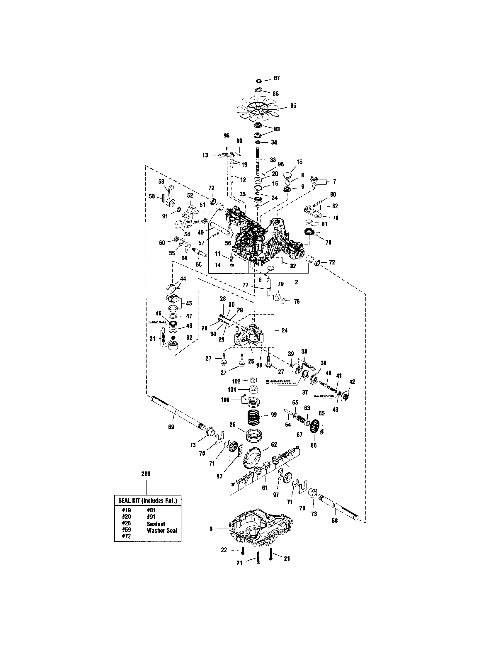 Snapper 2690117 transmission-tuff torq k-57a diagram