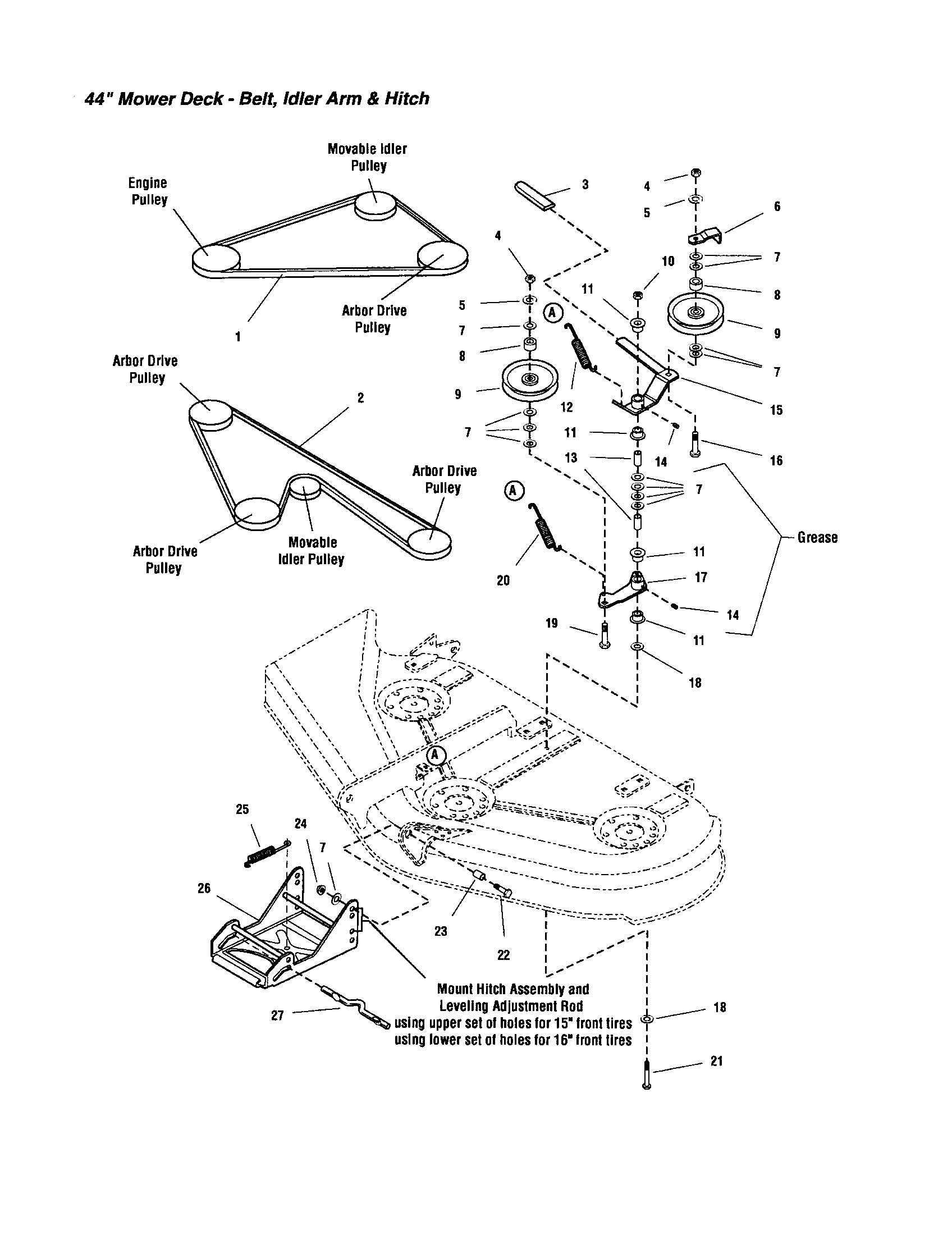 Snapper 2690117 belt/idler arm/hitch diagram
