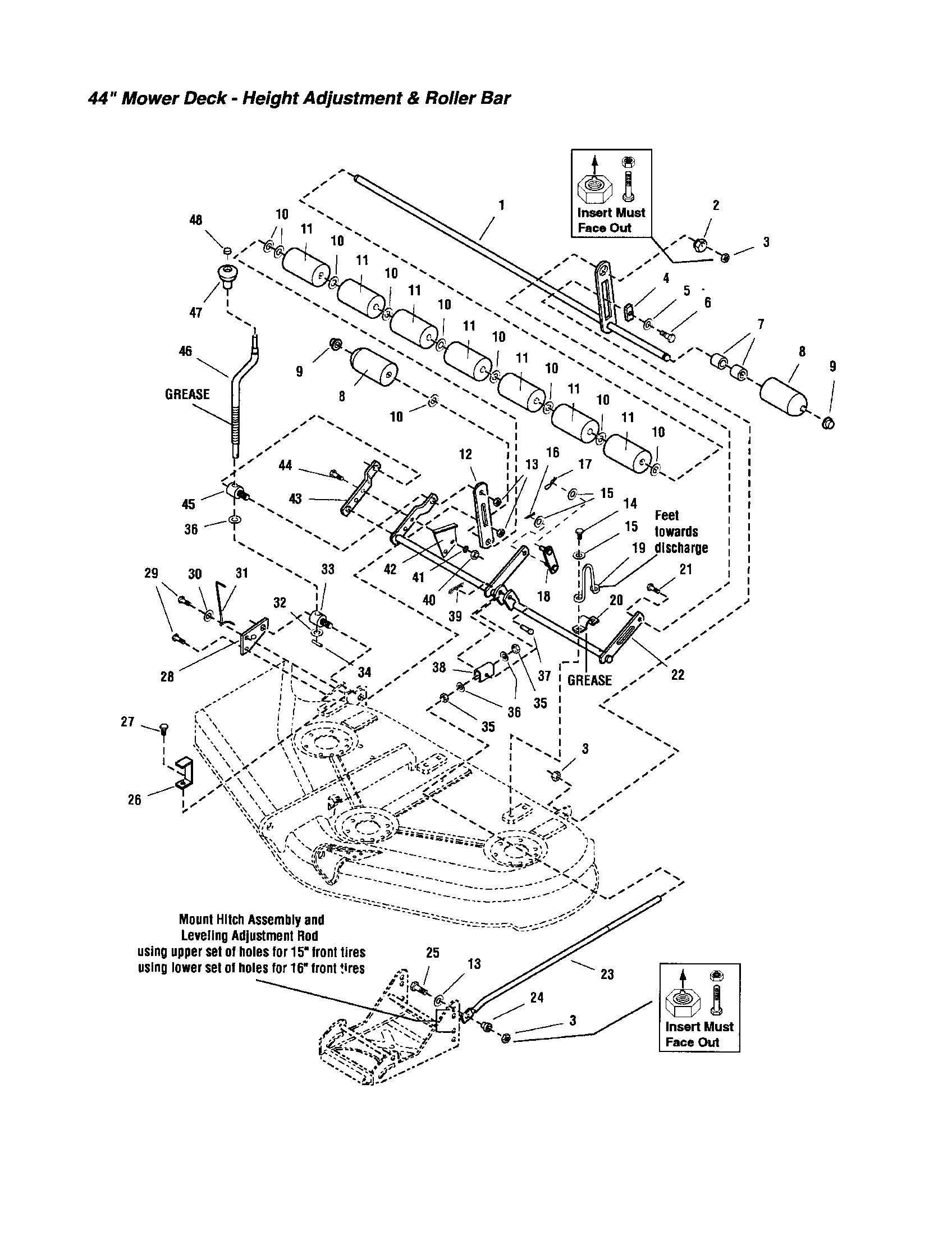 Snapper 2690117 height adjustment/roller bar diagram