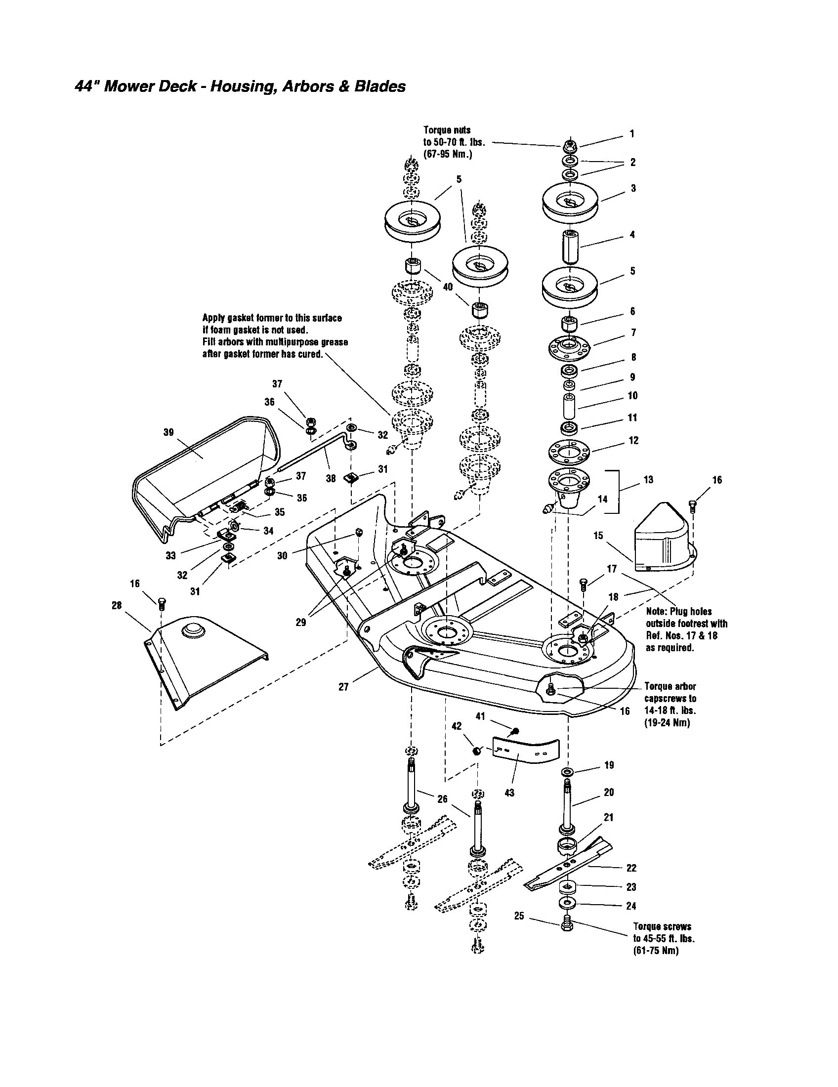 Snapper 2690117 housing/arbors/blades diagram
