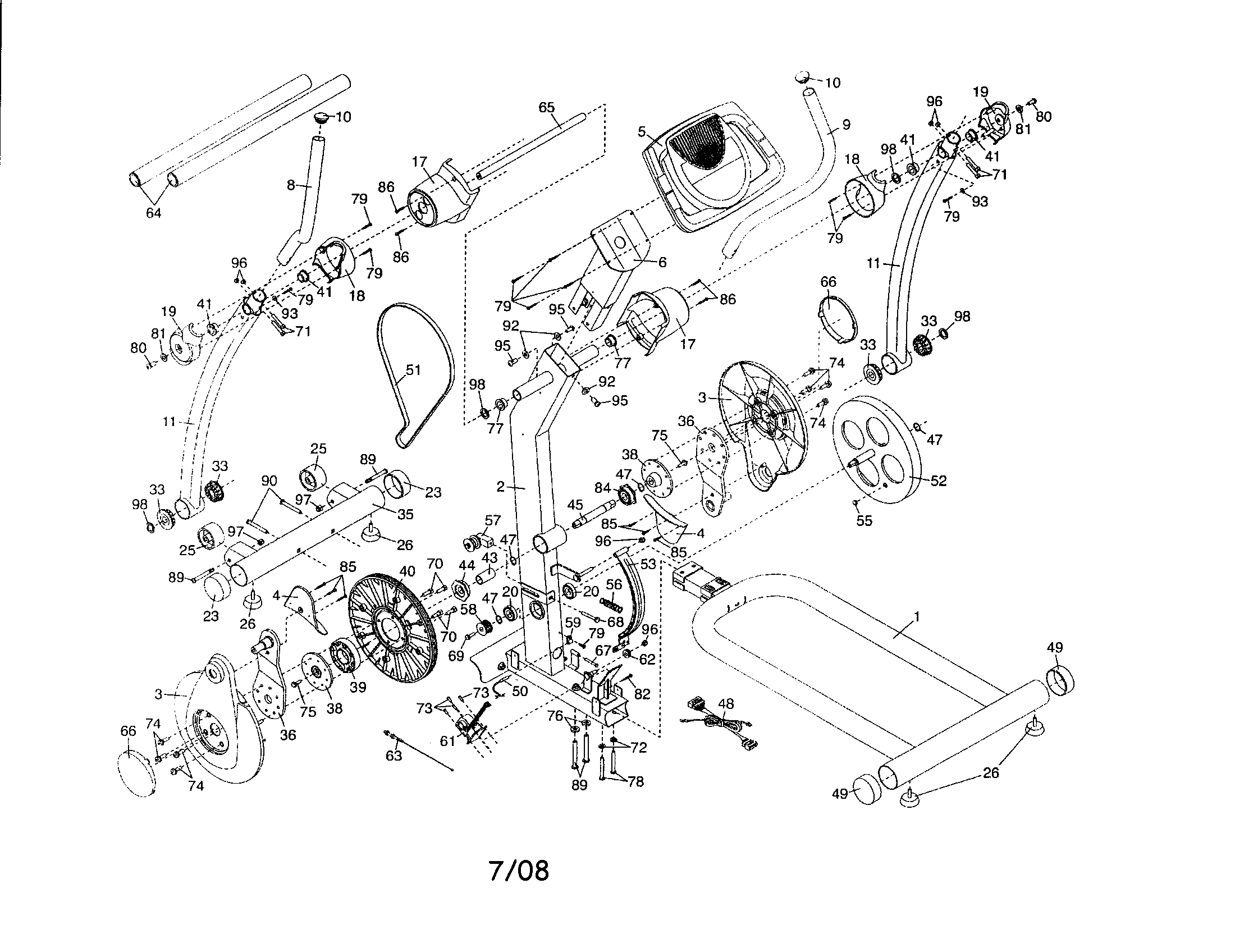 Proform 831286451 frame/console diagram
