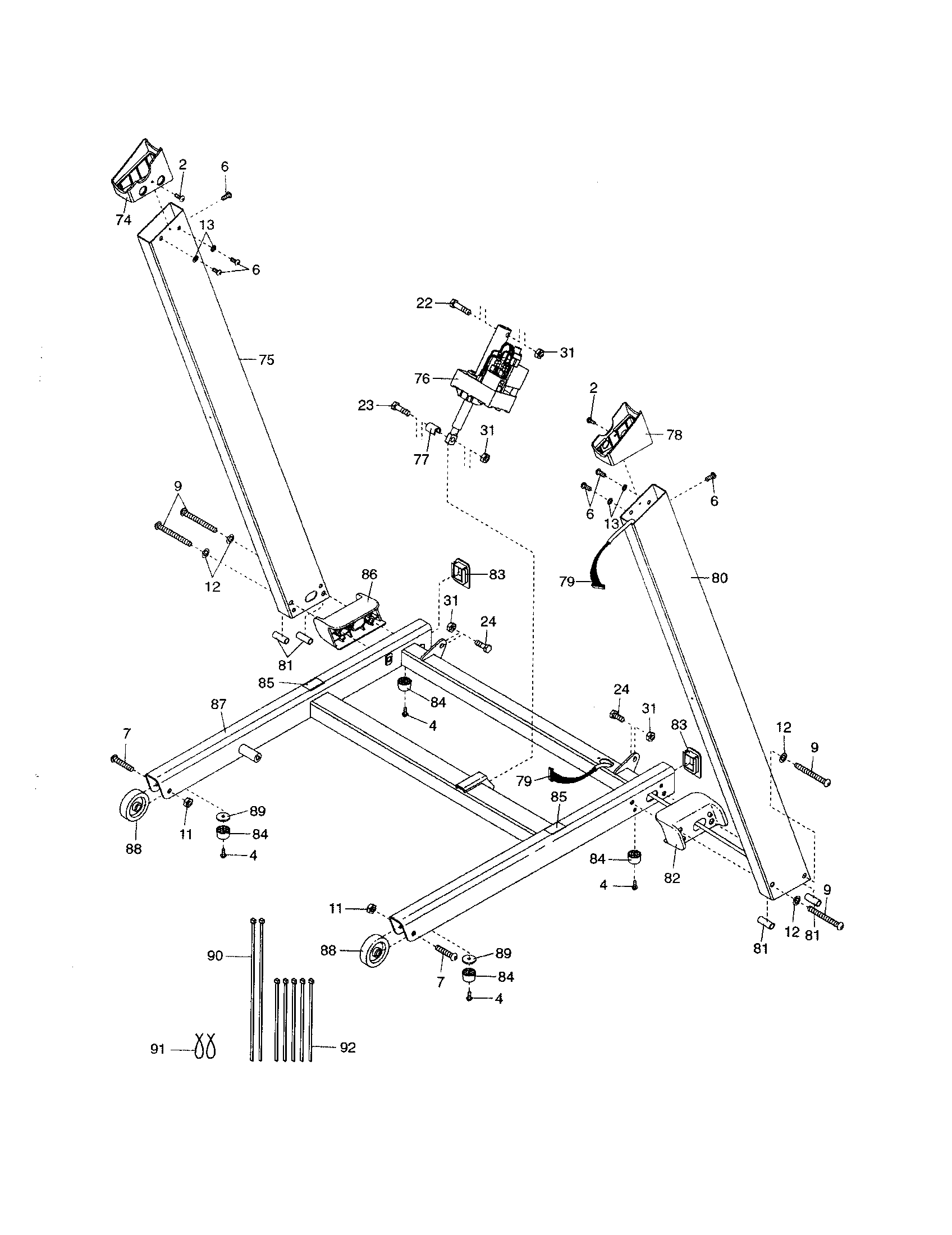 Proform 831248550 base/uprights diagram