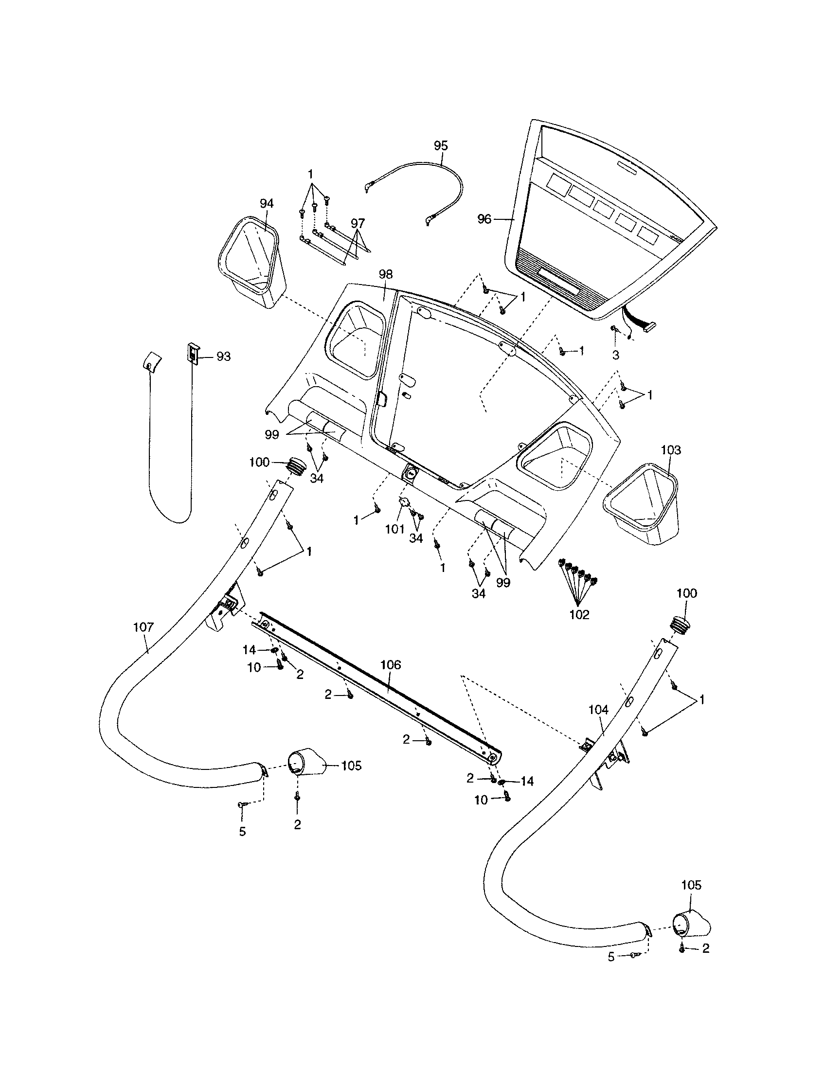 Proform 831248550 console/handrails diagram