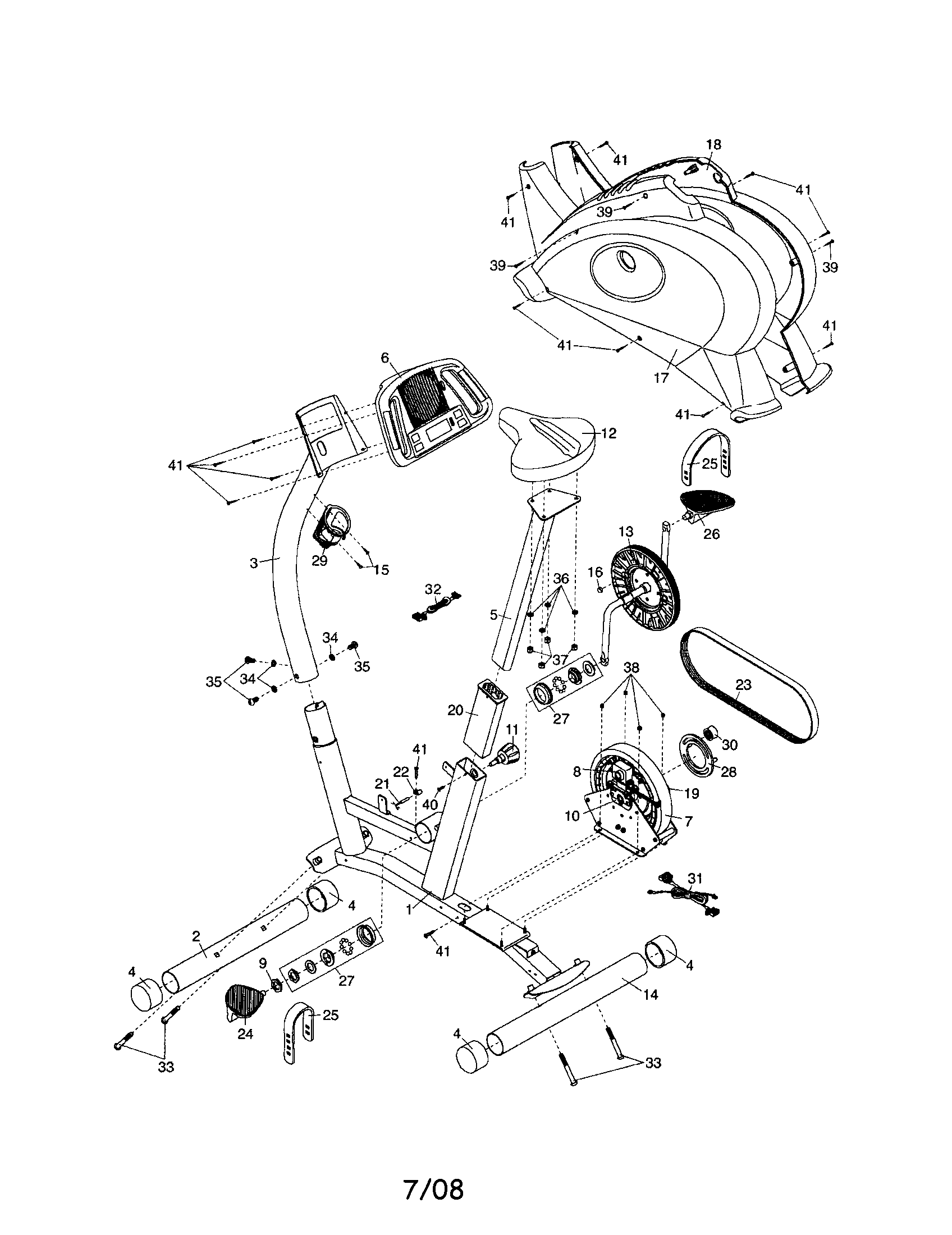 Proform 831216412 exercise bike diagram