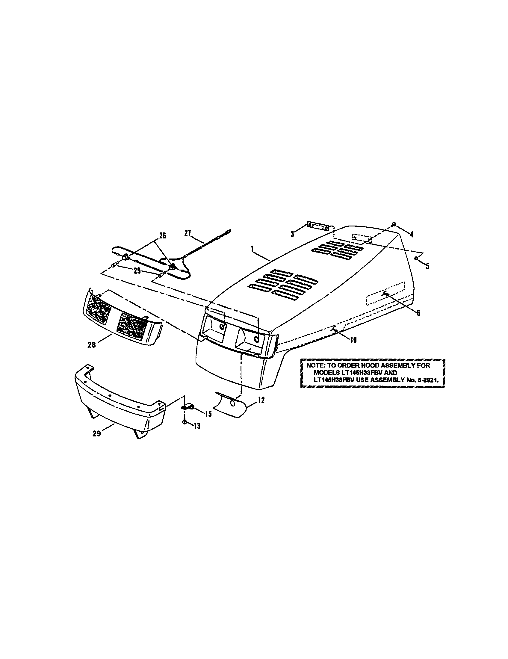 Snapper ELT145H33FBV hood/bumper/headlights (part 1) diagram