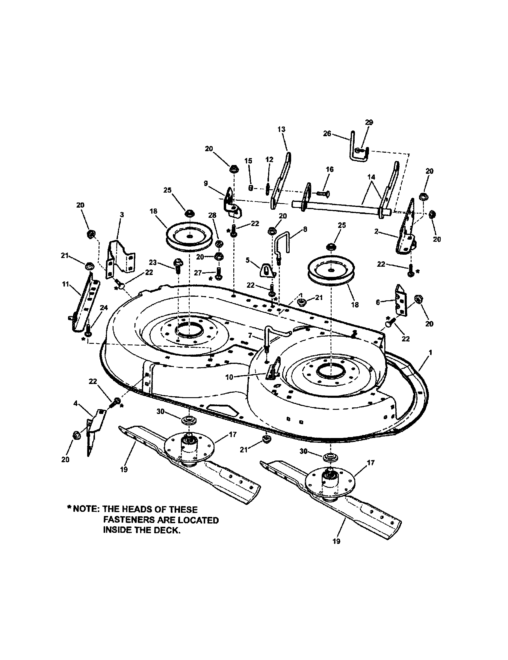 Snapper ELT145H33FBV 38" cutting deck sub assy diagram