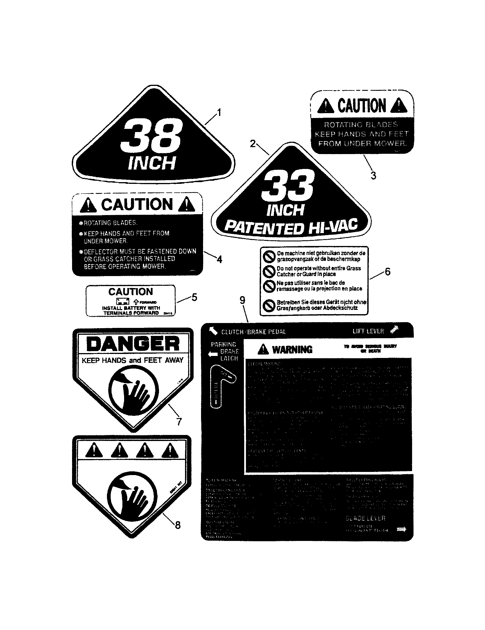Snapper ELT145H33FBV decals (part 1) diagram