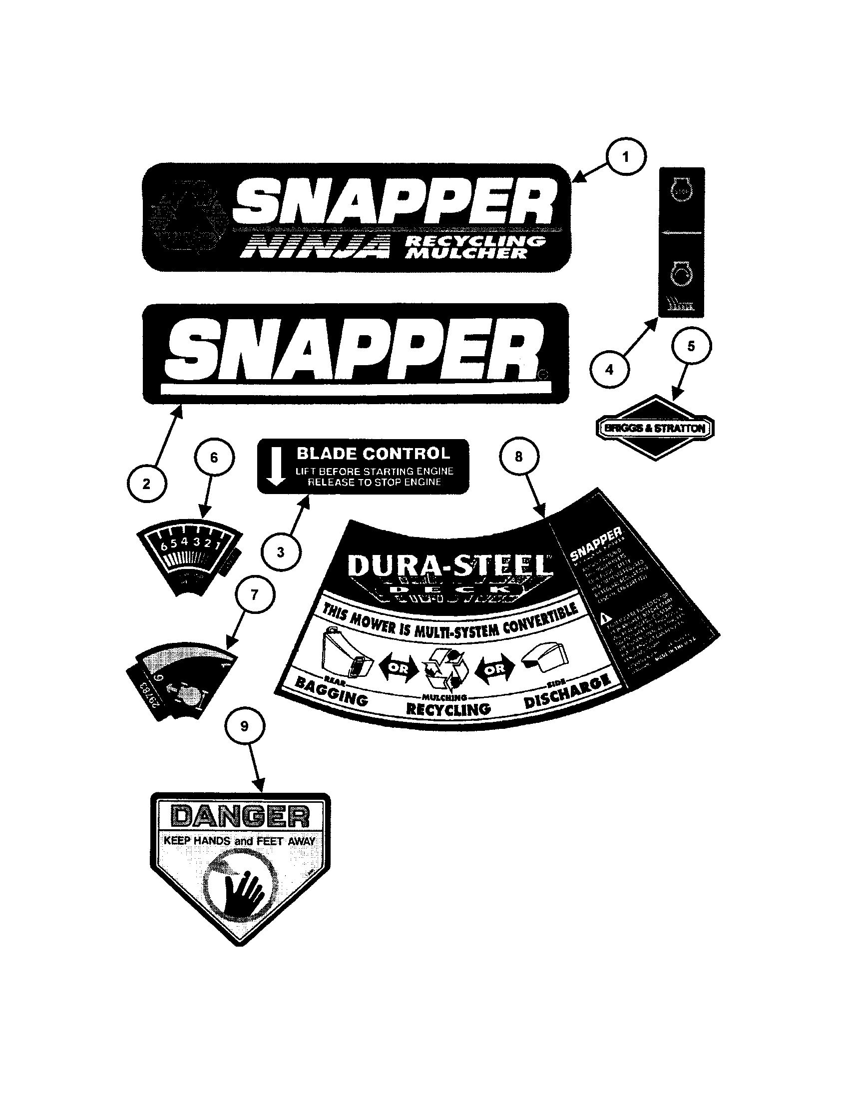 Snapper FRP216016 decals (part 1) diagram