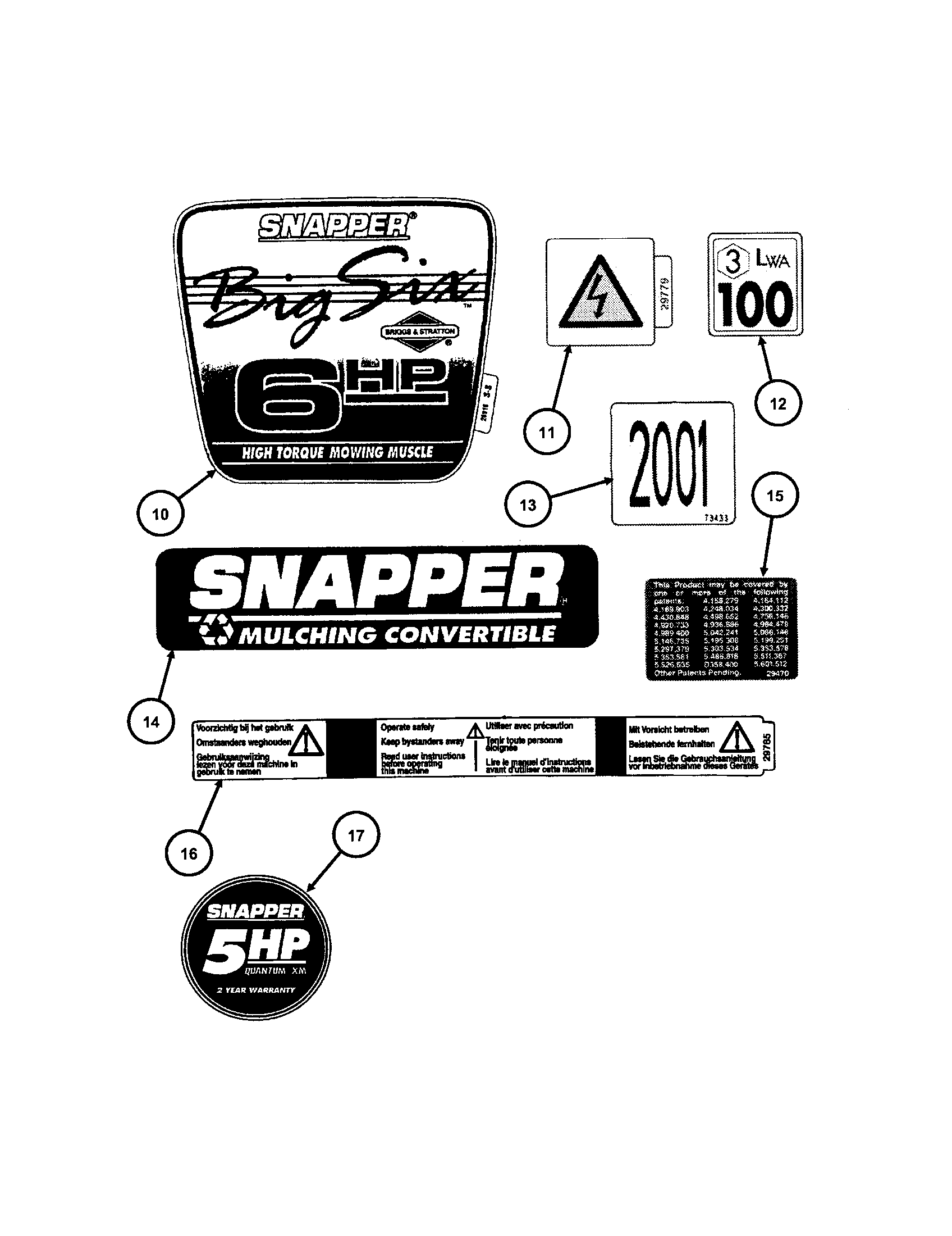 Snapper FRP216016 decals (part 2) diagram