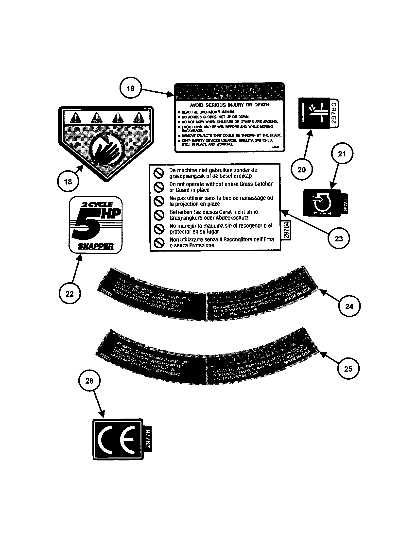 Snapper FRP216016 decals (part 3) diagram