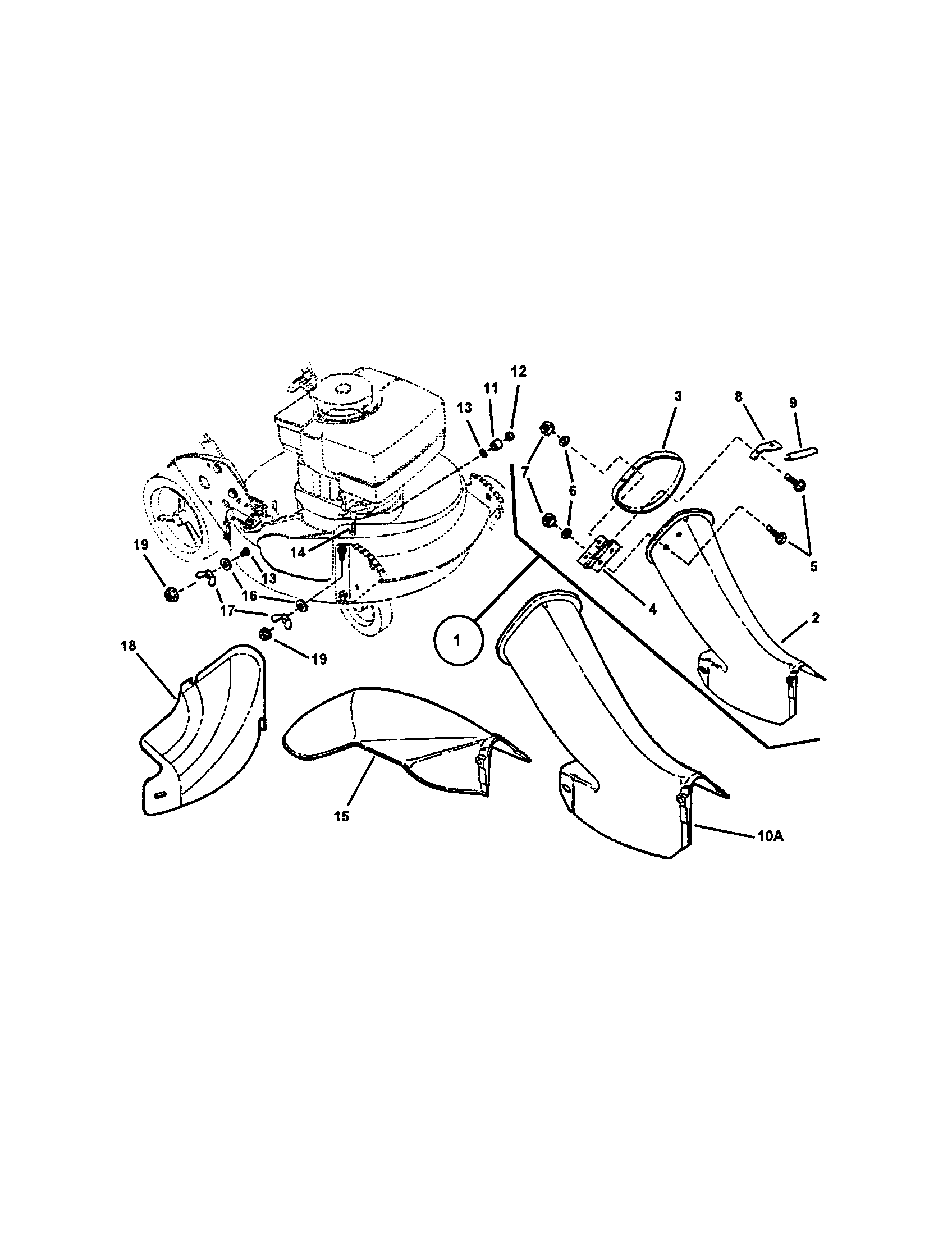Snapper FRP216016 side chute/adapter diagram