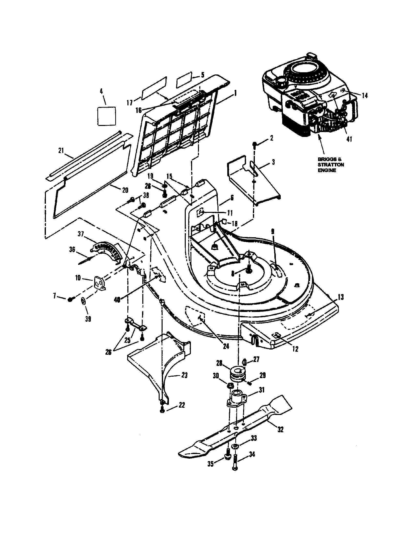 Snapper EMLP21501KWV cutting deck/blade diagram