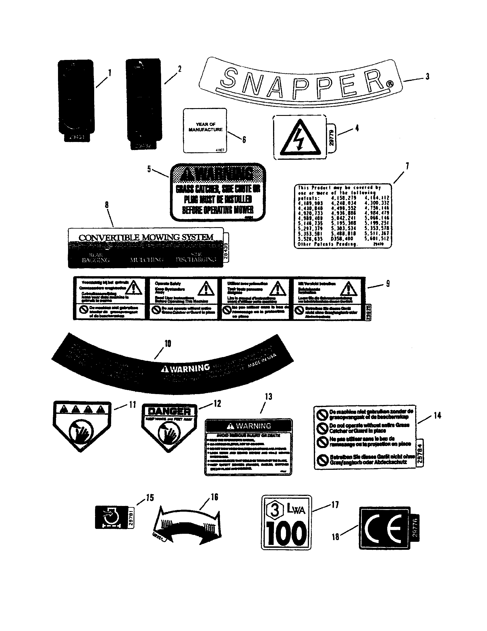 Snapper EMLP21501KWV decals diagram