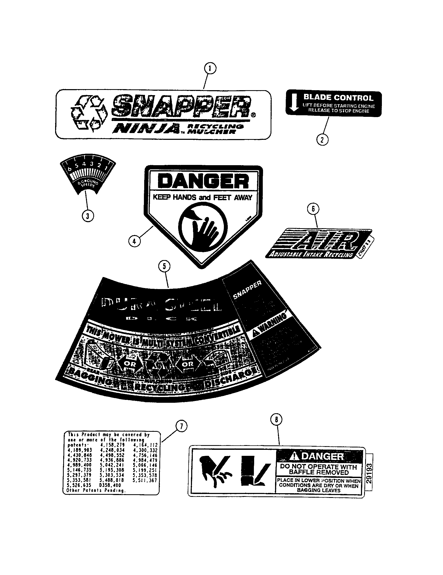 Snapper 82431 decals i diagram