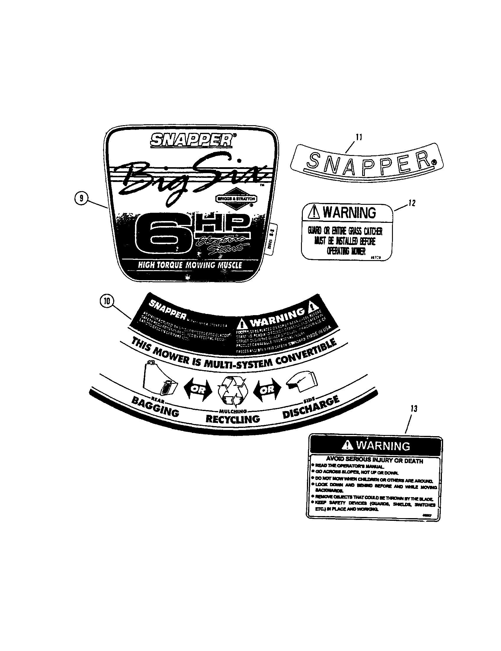 Snapper 82431 decals ii diagram