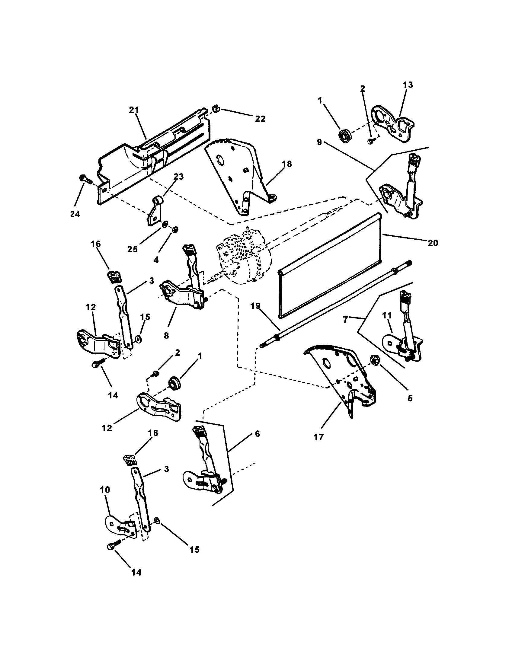 Snapper EMRP216014B rear wheel brackets, latches diagram